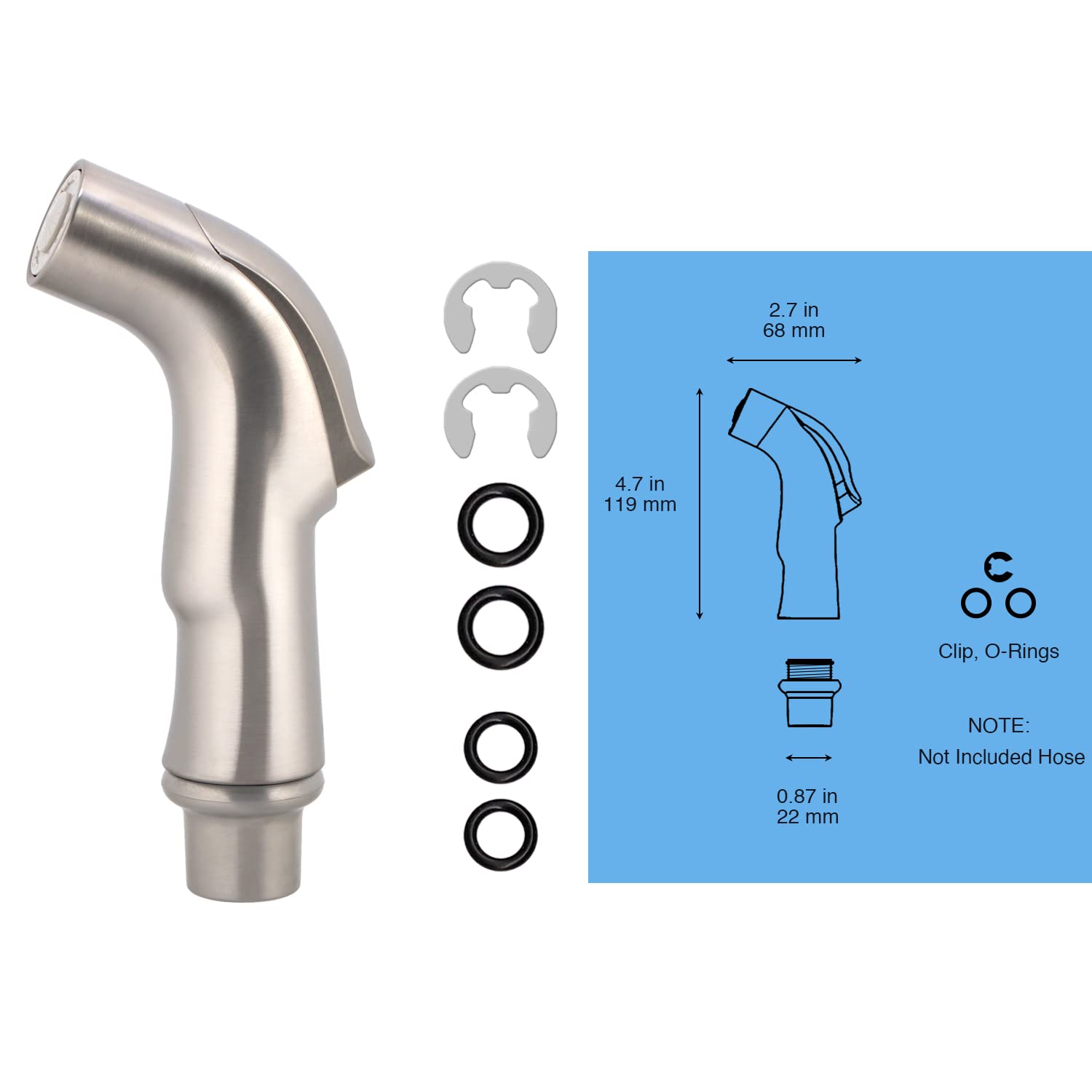 Universal Fit Sink Spray Attachment  Kitchen Side Sprayer Head  Pull Out Spray Head  Faucet Sprayer Replacement For Delta  Moen  Kolher and Other OEM Brands  Brushed Nickel Finish  Ergonomic Design