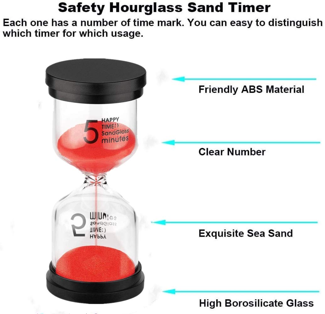 Suliao Hourglass 5 Minute Sand Timer: Red Sand Clock, Plastic Sand Watch Five Min, Small Reloj De Arena 5 Minutos, Colorful Hour