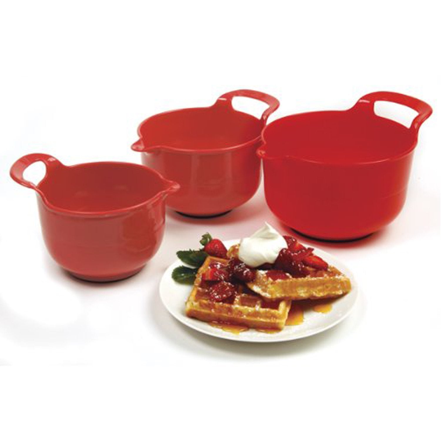 Norpro 1020 , Red, Mixing Bowls, Set Of 3, 4.5'' X 8.75'' X 6.75'' / 11.5Cm X 22Cm X 17Cm