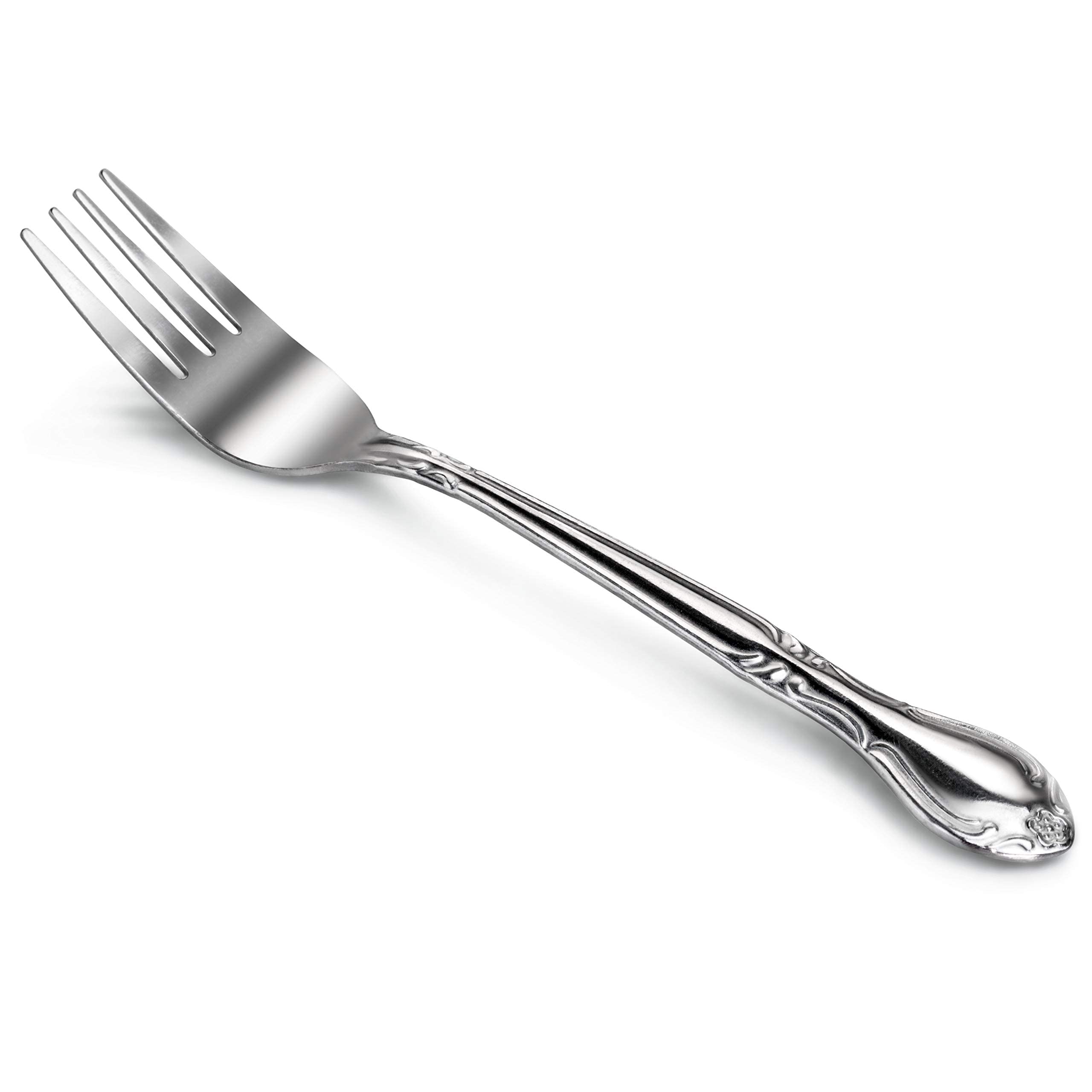 New Star Foodservice 58666 Rose Pattern, 18/0 Stainless Steel, Salad Fork, 6.2-Inch, Set Of 12
