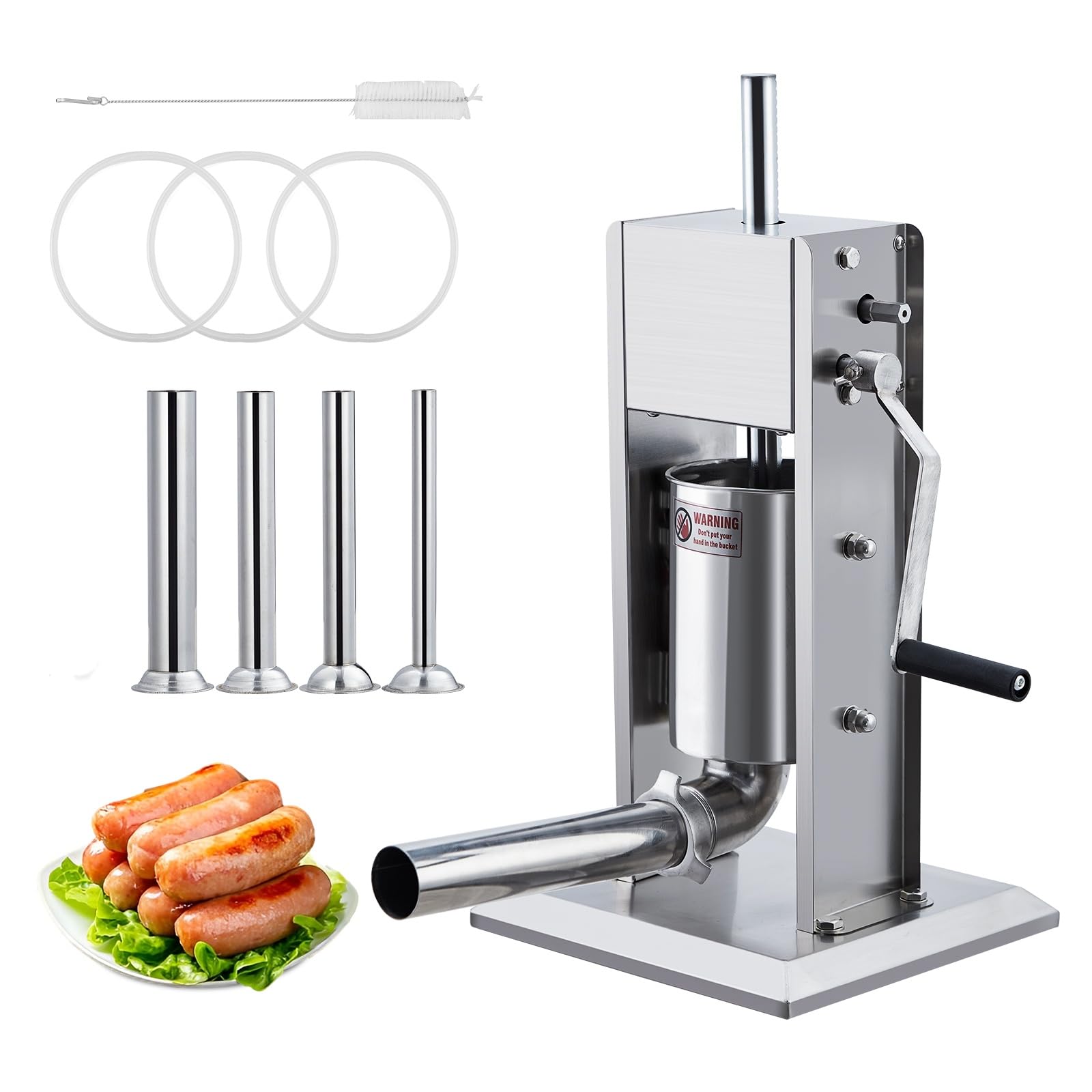 GarveeHome Sausage Stuffer, Manual 7 LB/3 L Sausage Maker Machine, Meat Stuffer With Dual Speed, Stainless Steel Heavy Duty Saus