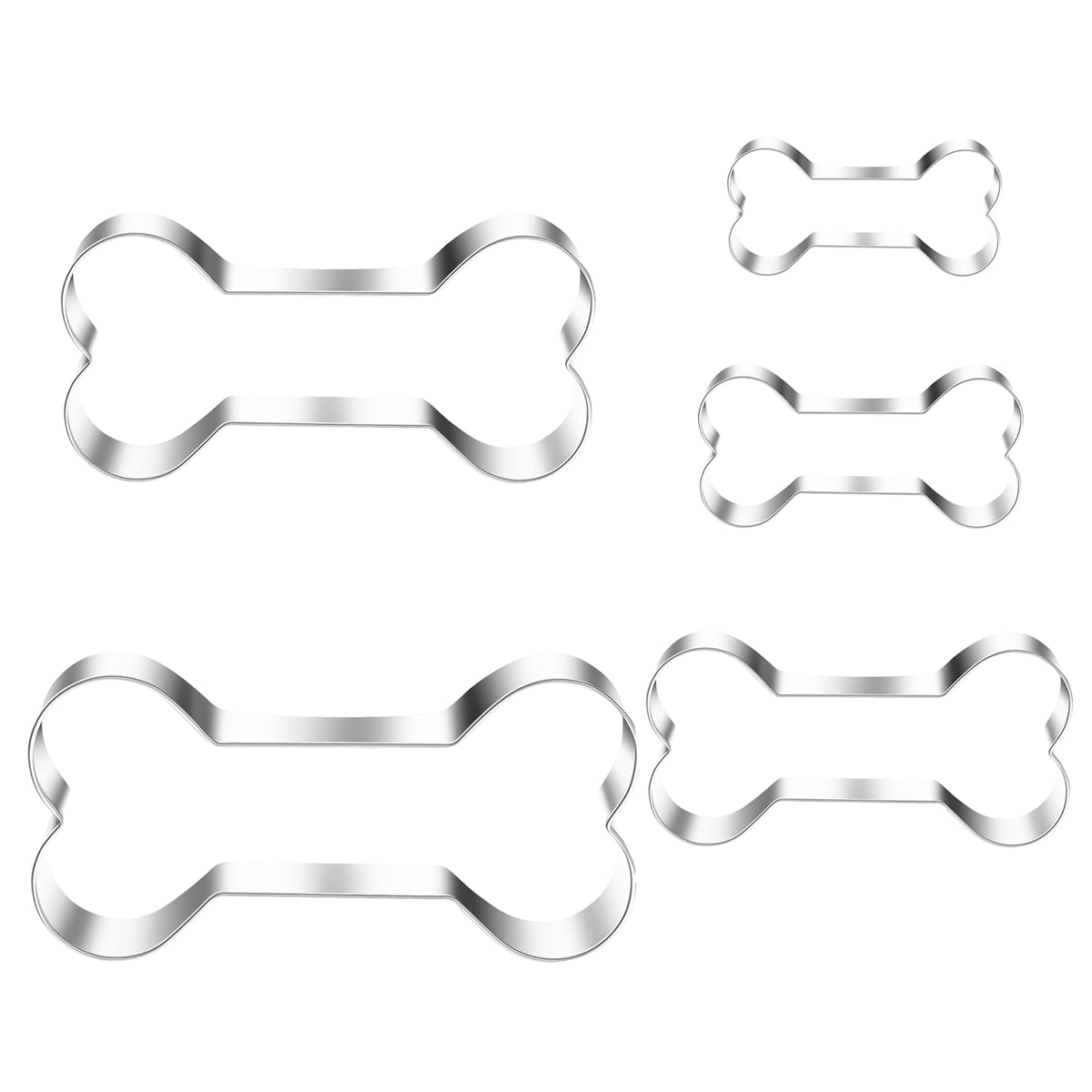Mrcookie Dog Bone Cookie Cutters Set,Stainless Steel Sandwiches Cutters Biscuit Molds For Kids,5Pcs Sturdy Cutters For Cookies,S
