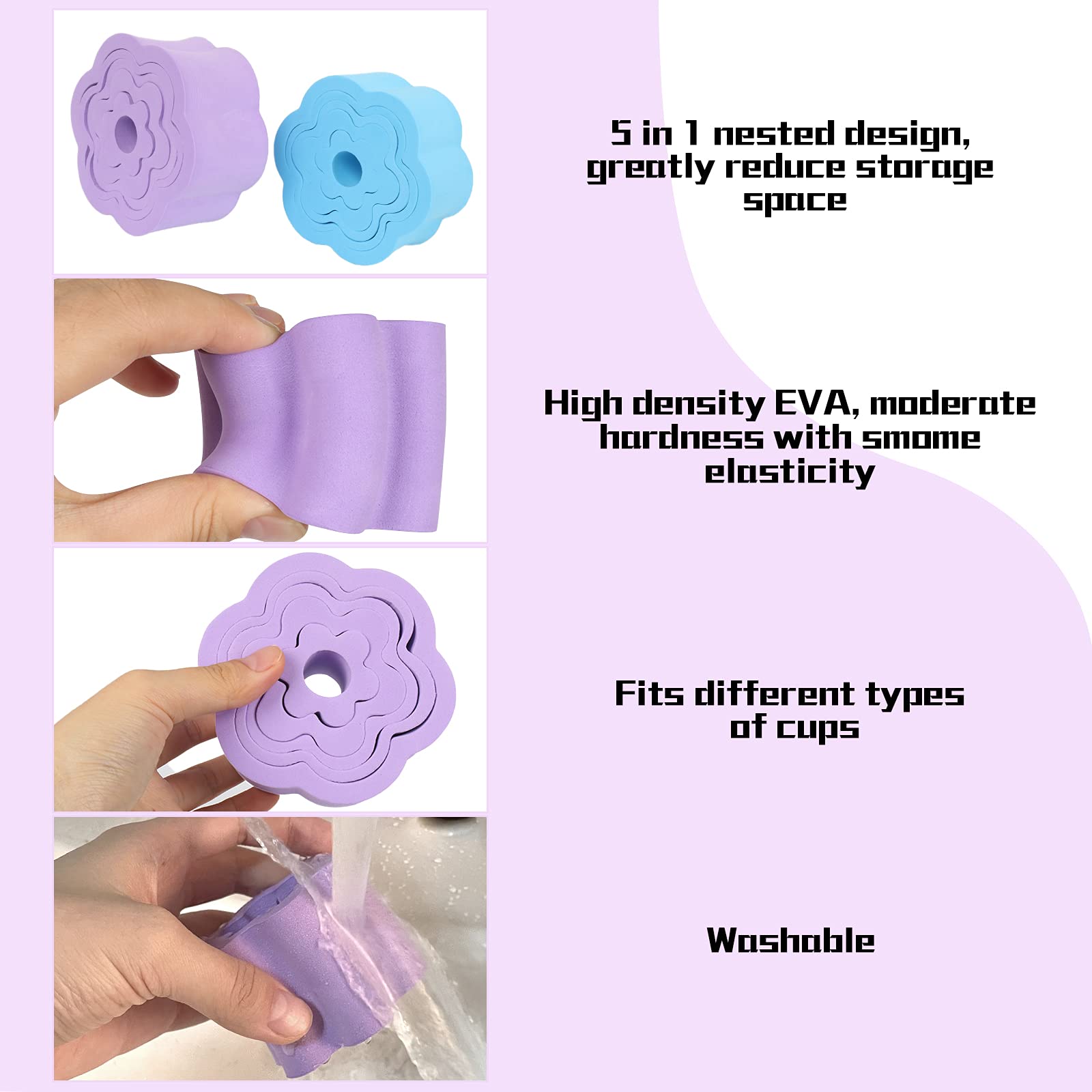 30 Pcs Cup Turner Foam Set-5 Sizes Cup Turner Inserts Expandable Spinner Sponge Cup Turner Accessories For Tumblers, Cola Shaped