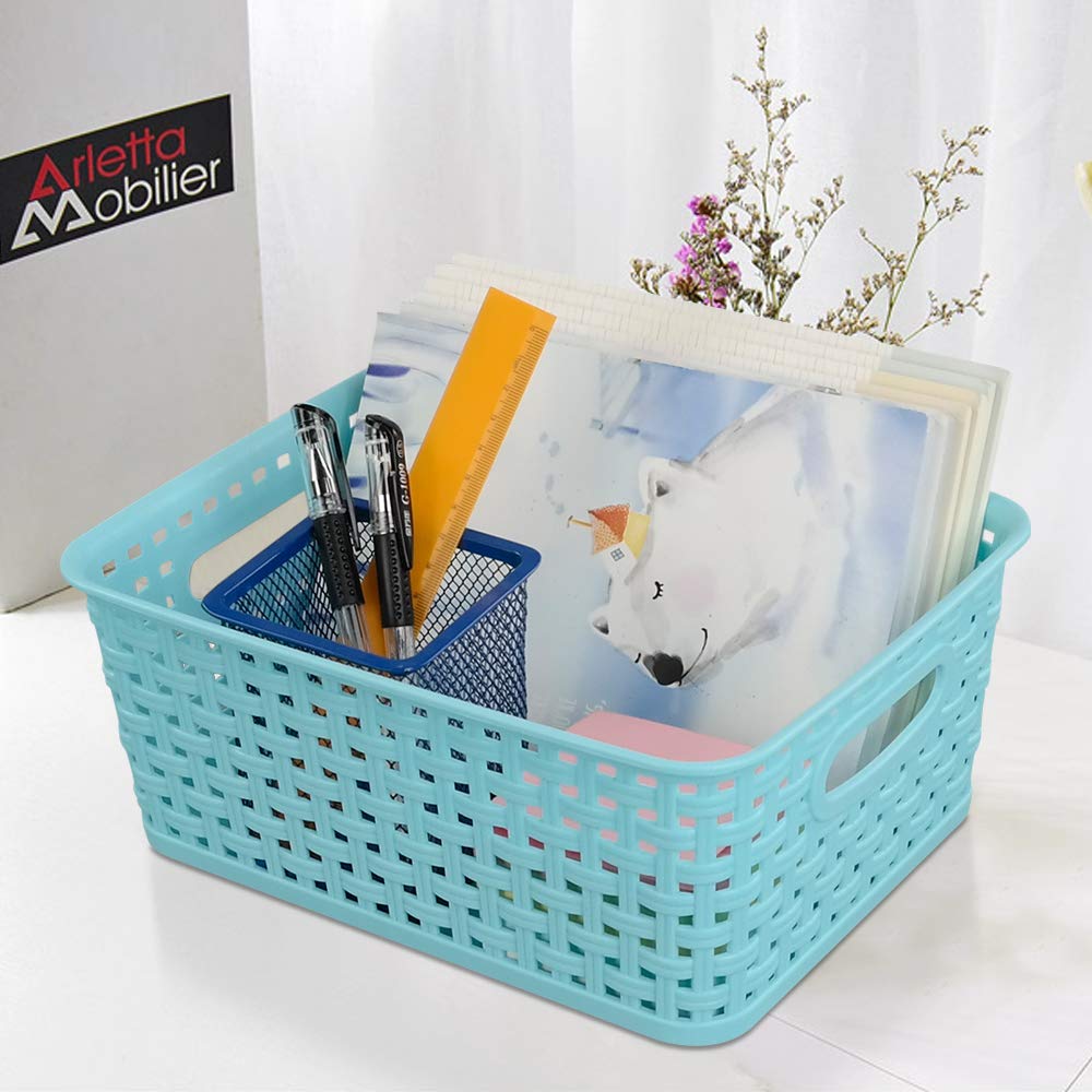 Kekow Plastic Storage Baskets For Bathroom, Beauty And Closets Organization, 6-Pack