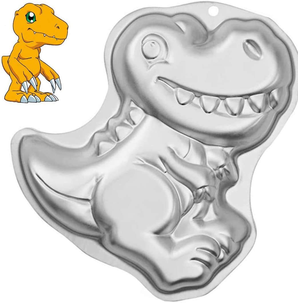 Tinleja Dinosaur Shape Cake Pan, Cake Decorator Preferred Dinosaur Shaped Aluminum 3D Birthday Party Cake Pan, Cake Decorating M