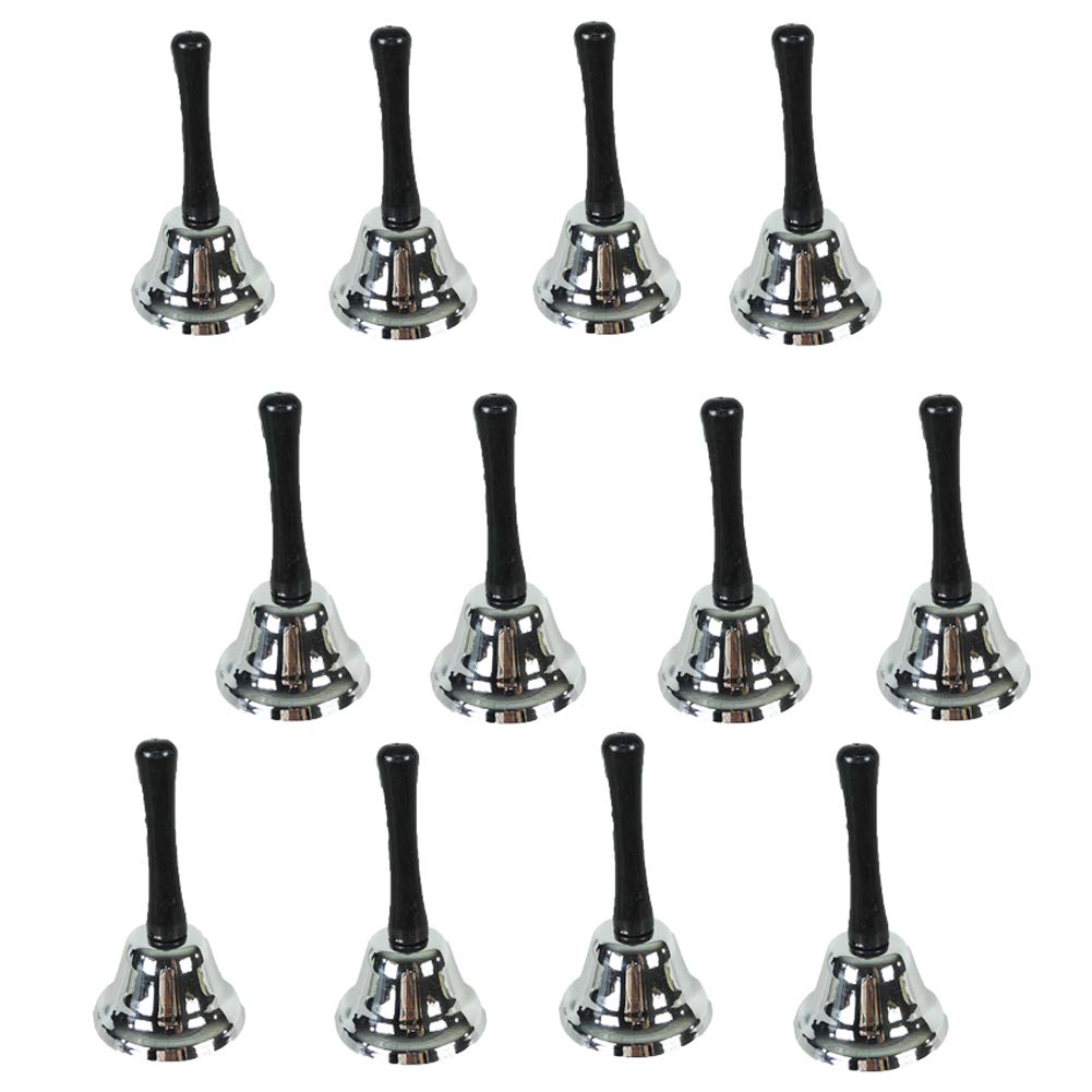 Silver Tone Metal Wedding Handheld Christmas Bell Ring for A Kiss 12 PK