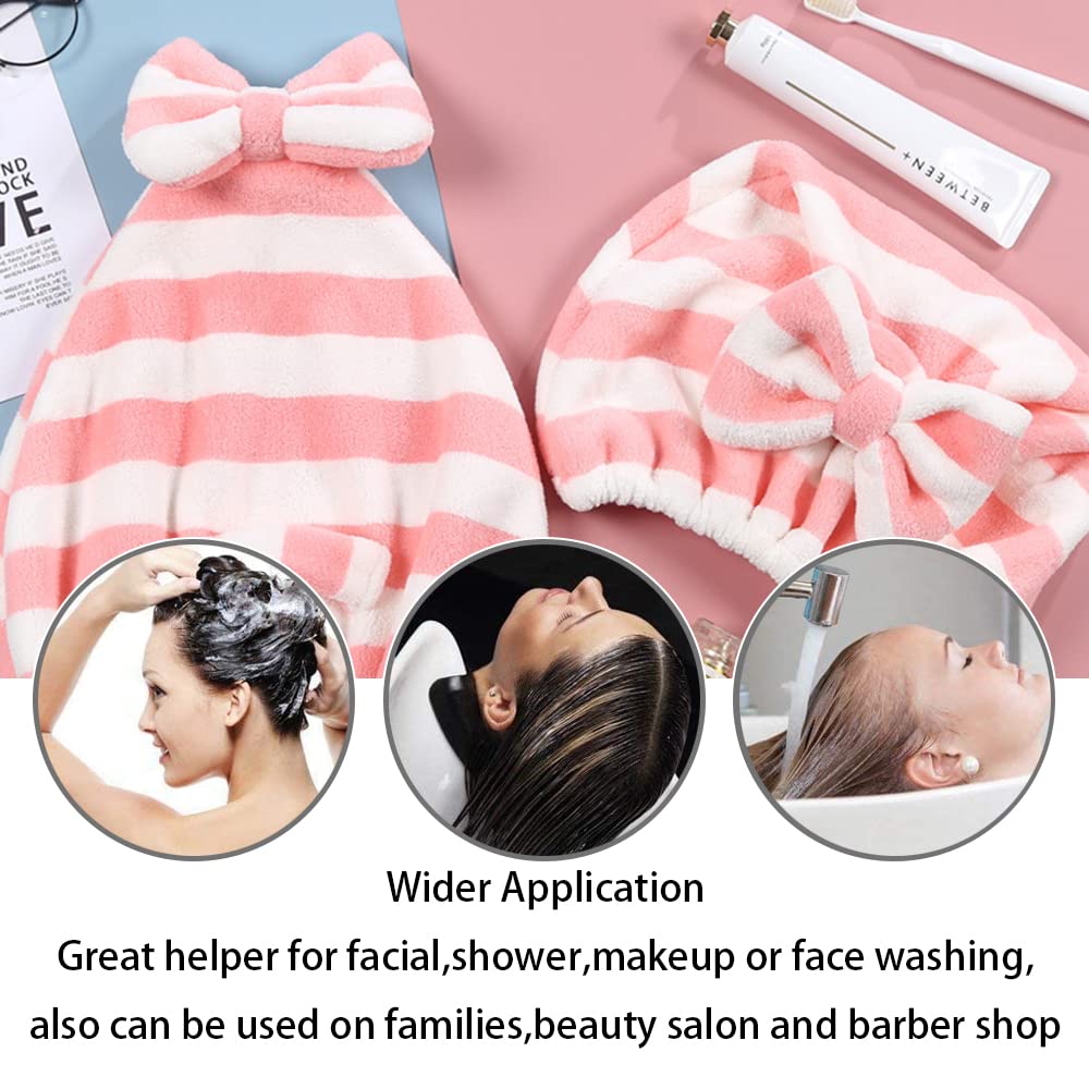 Large Microfiber Hair Towel Cap,Rapid Drying Towel For Hair,Ultra Soft Super Absorbent Hair Drying Towel Turban,Cute Gray&Pink B