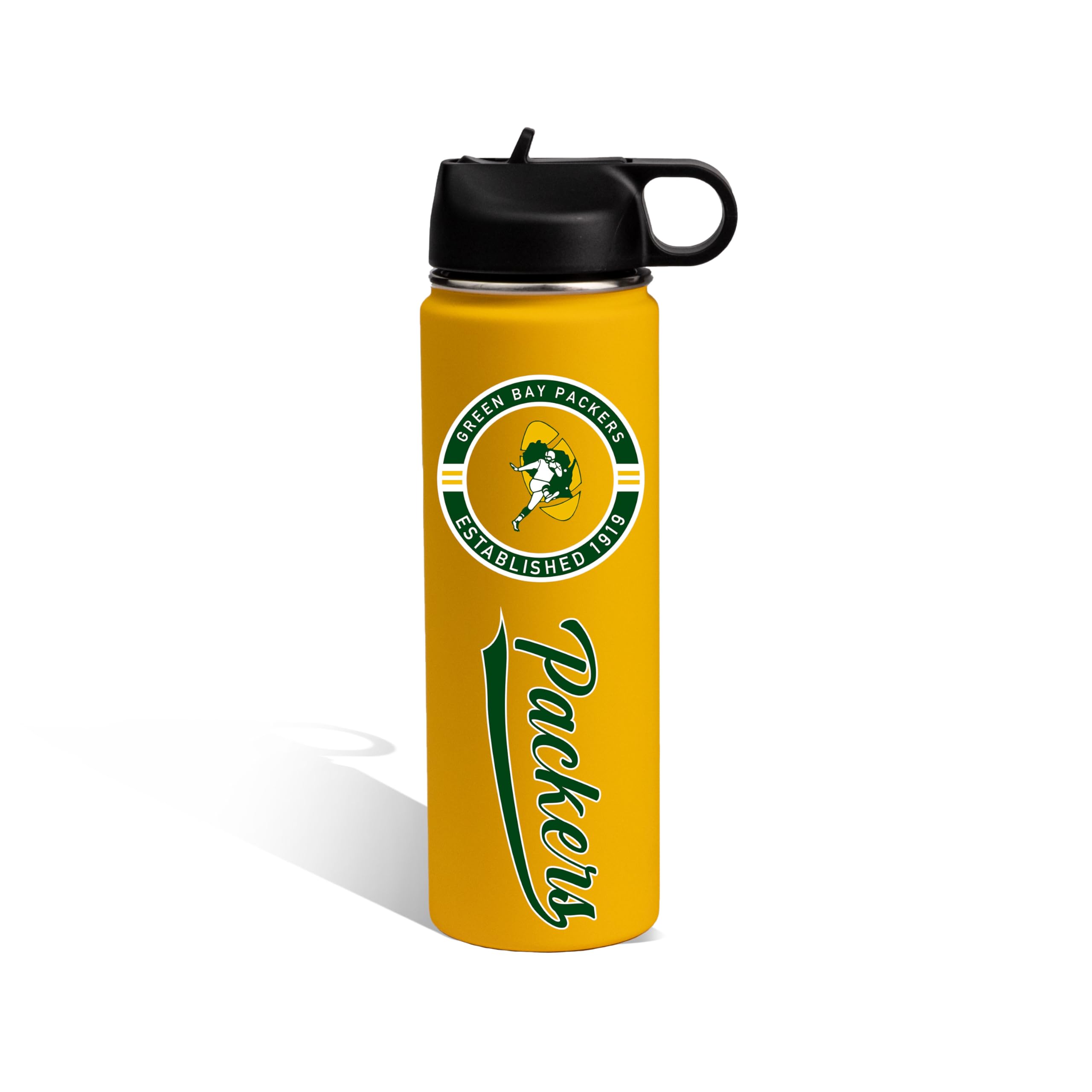 The Memory Company Officially Licensed 22oz Rubberized Water Bottle, Green Bay Packers
