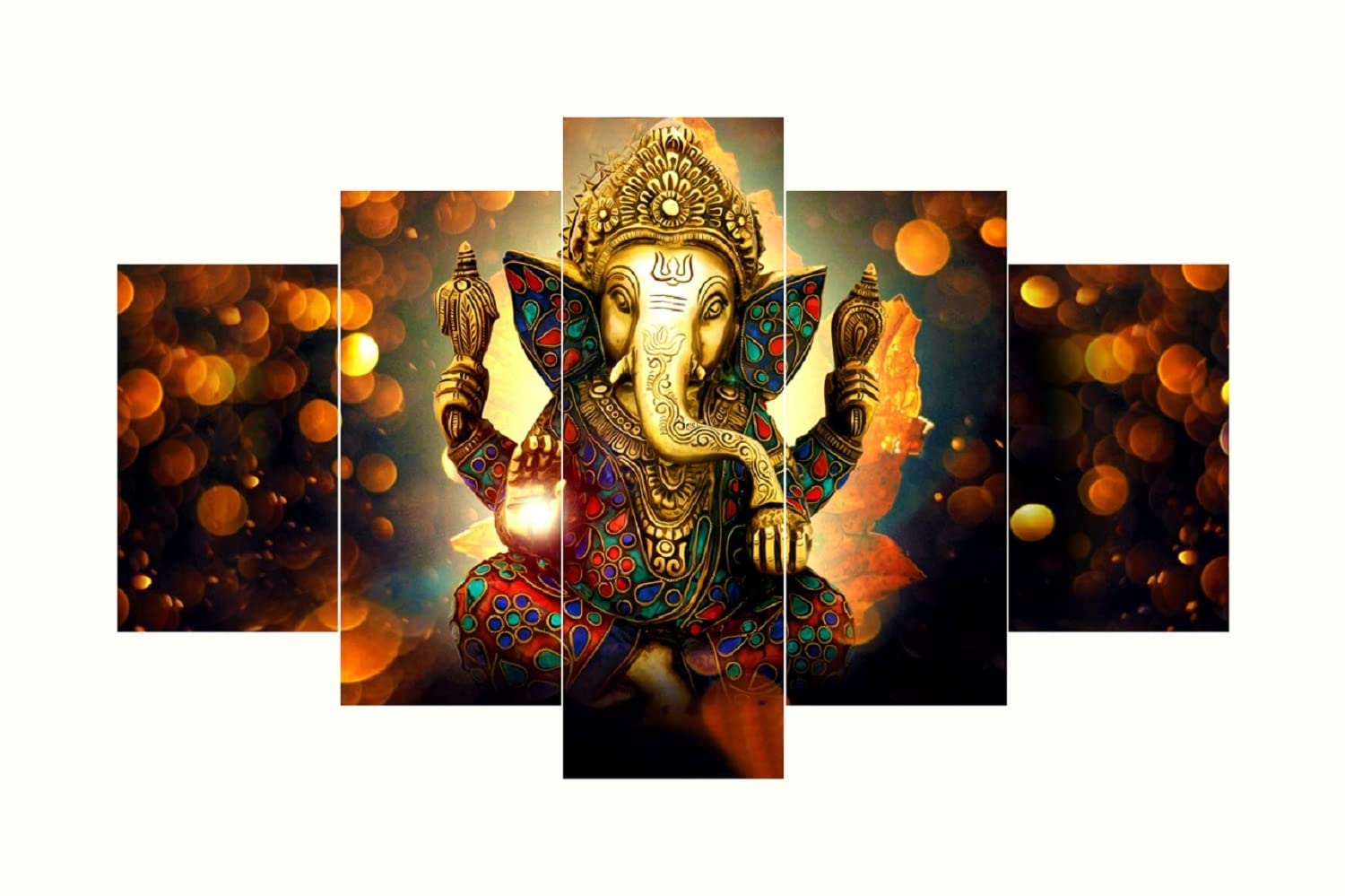 CIRCADIAN Home God Ganesha Painting 3D Art Work Framed Ultra Uv Painting Hindu Idol Ganpati Big Size (75 X 43 Cm) Multicolor