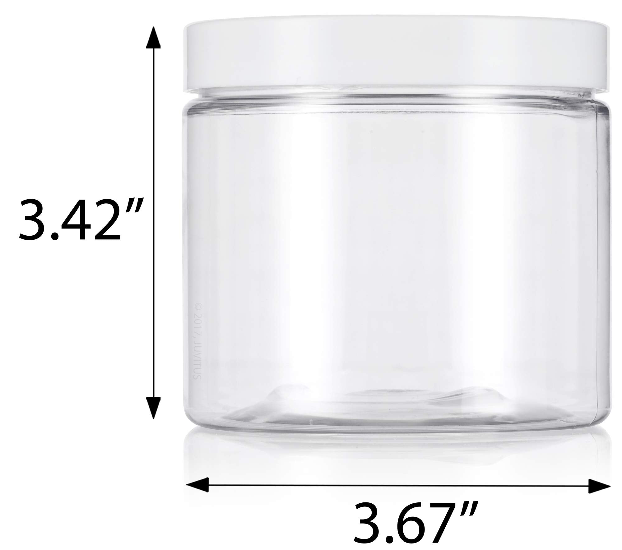 Clear Large 16 Oz Pet Plastic (Bpa Free) Refillable Jar With White Lids - (8 Pack)