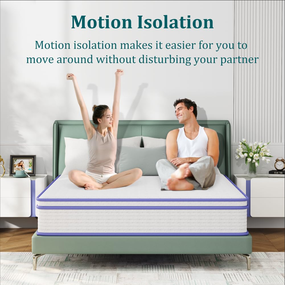Queen Mattress, Rest Only 12 Inch Hybrid Mattress With Gel Memory Foam Queen Size Mattress In A Box, Individually Wrapped Pocket