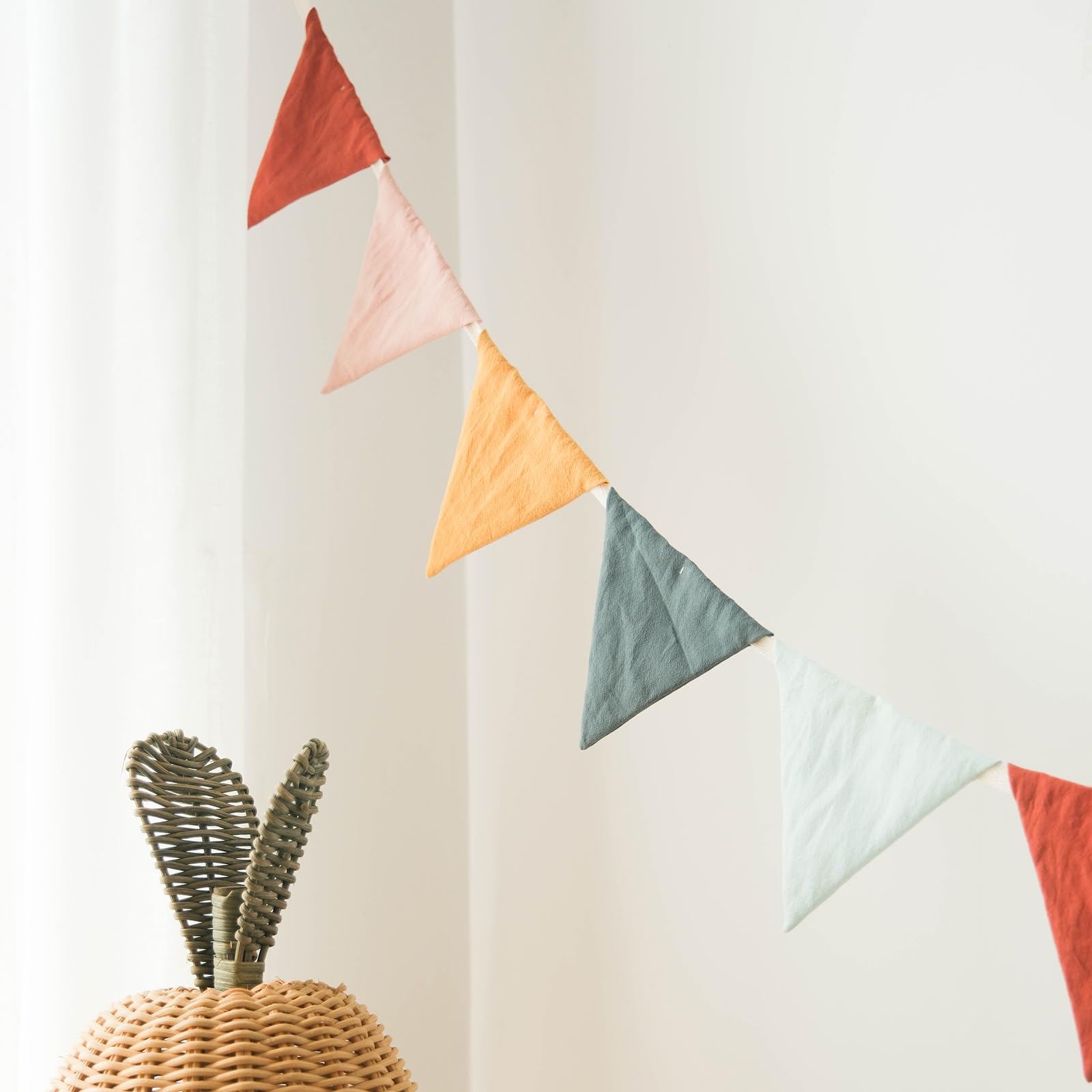 3.9ft Half Circle Cotton Banner - Double-Sided Nursery & Kids Room Decor for Tents, Birthday Parties | Soft Pastel Hanging Penna