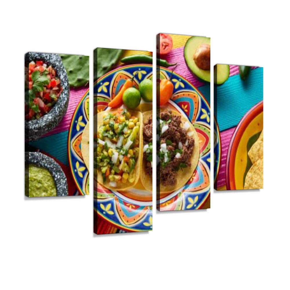 Canvas Wall Art Painting Pictures Mexican Platillo Tacos Barbacoa And Vegetarian Modern Artwork Framed Posters For Living Room R