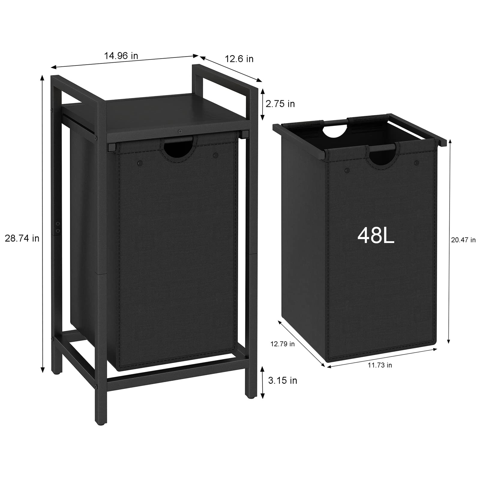 LAATOOREE Laundry Hamper  Two-Color Laundry Basket with Removable Laundry Bag and Top Shelf  Clothes Hamper for Samll Space Laundry Room  Bedroom  Bathroom