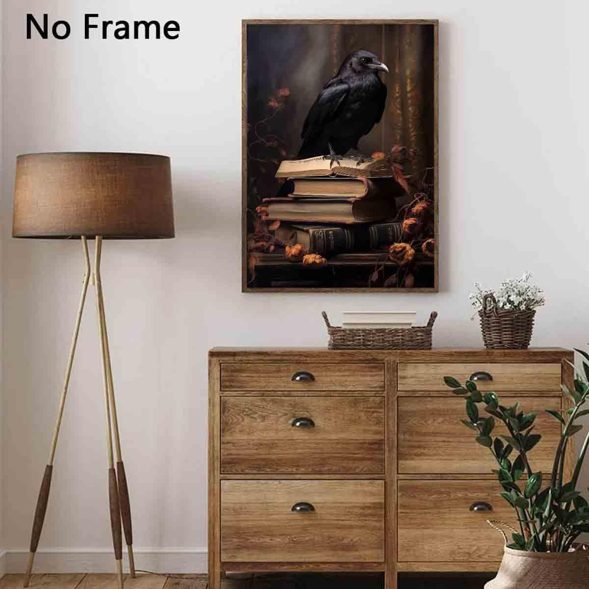 Gothic Crow Art Dark Academia Wall Posters Dark Academia Floral Wall Art Gothic Vintage Paintings Dark Academia Wall Art Black C