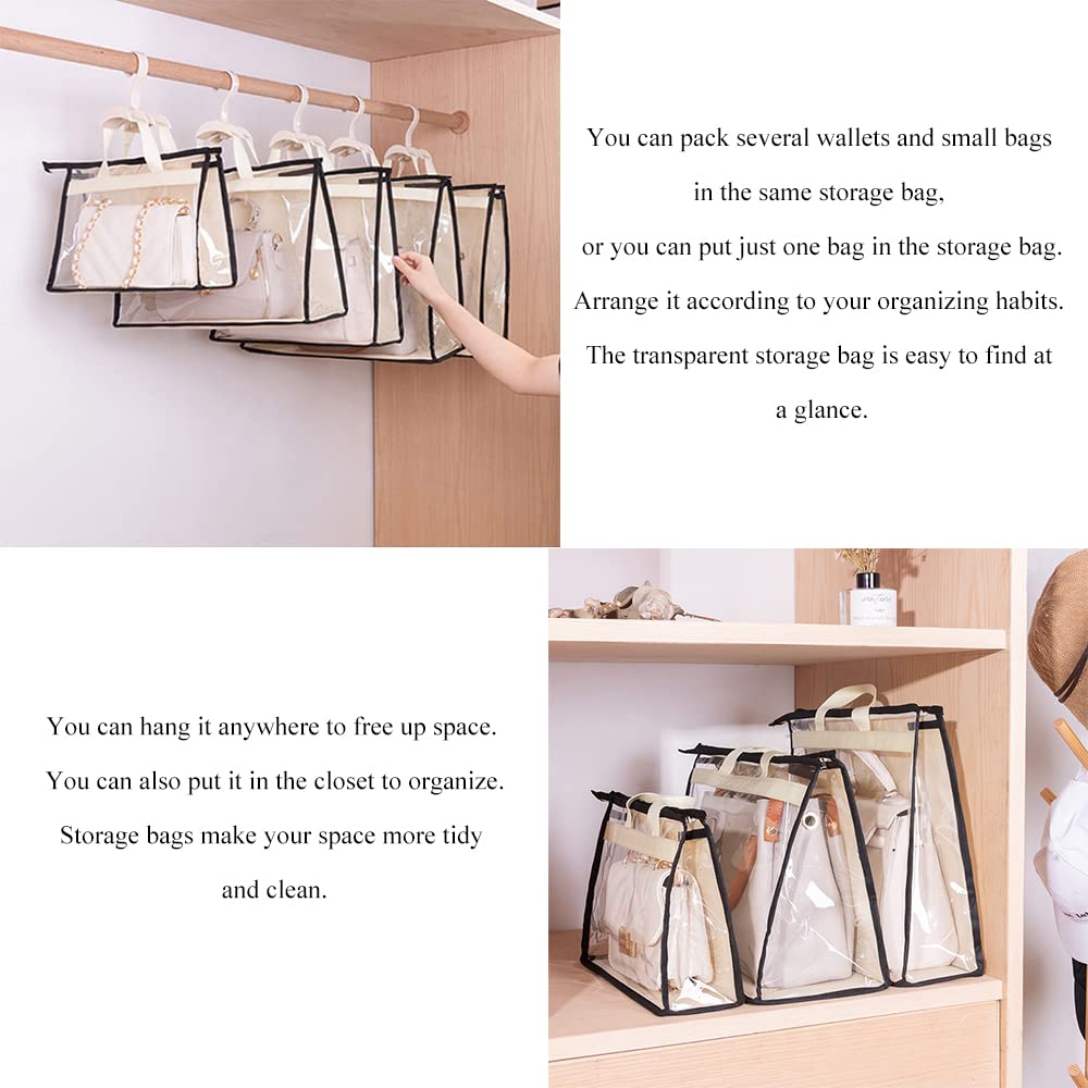 Fazhongfa 2Pcs Dust Bags For Handbags Clear Purse Storage Organizer Non-Woven Hanging Bag Closet With Zipper And Handle (X-Large
