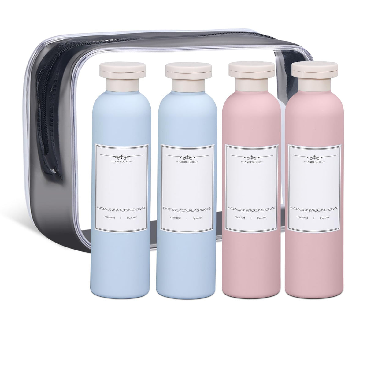 Asevat 8.8 Oz Plastic Travel Refillable Shampoo Bottles, Empty Plastic Squeeze Bottles With Flip Cap, Plastic Travel Containers