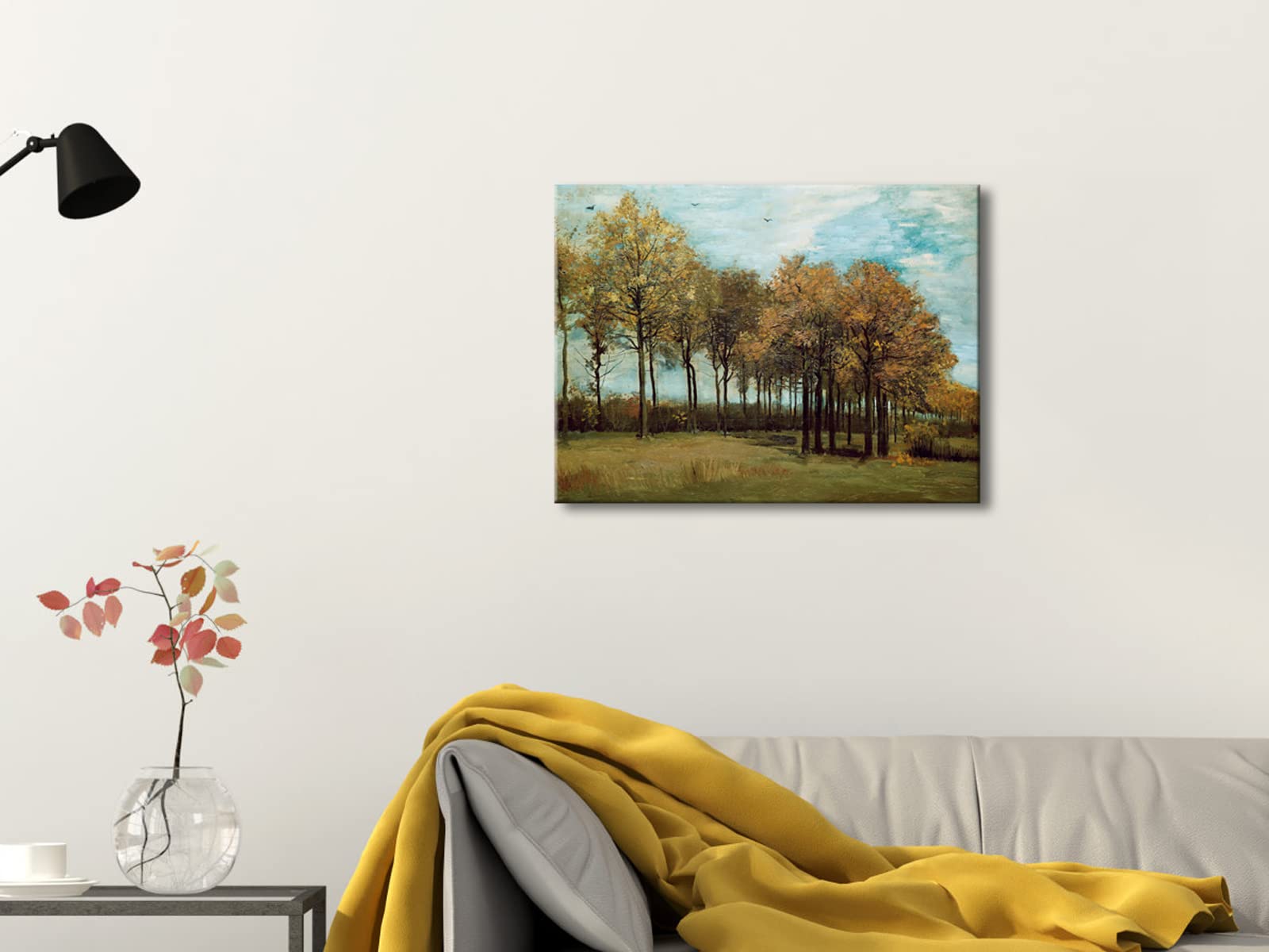 Wieco Art Autumn Landscape 1885 Canvas Prints of Vincent Van Gogh Art Famous Paintings Reproduction Tree Forest Pictures Artwork Wall Art for Home Decor and Wall Decorations