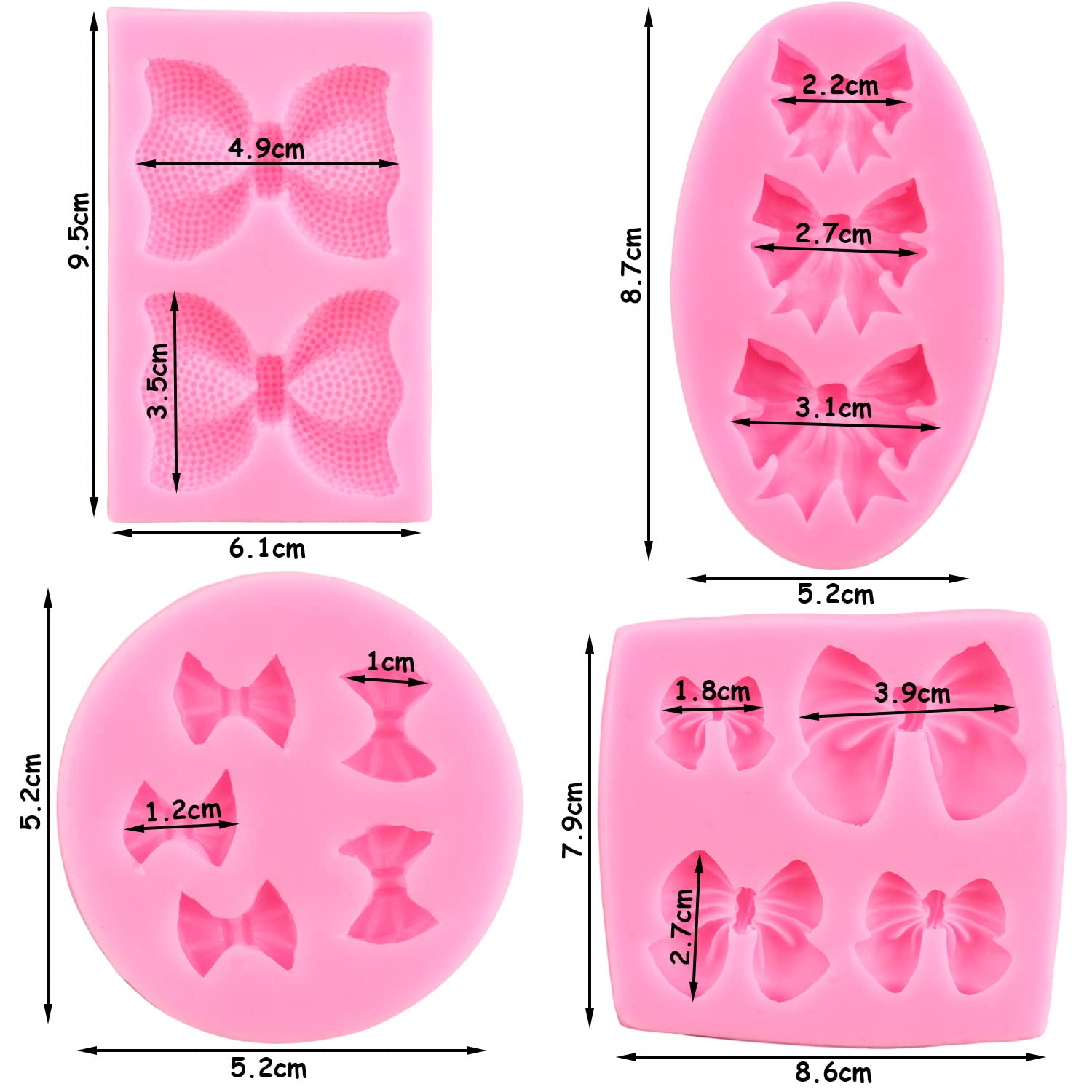 Zixiang Mini Bow Silicone Fondant Molds Bowknot Fondant Chocolate Candy Mold For Cake Decoration Cupcake Topper Polymer Clay Gum