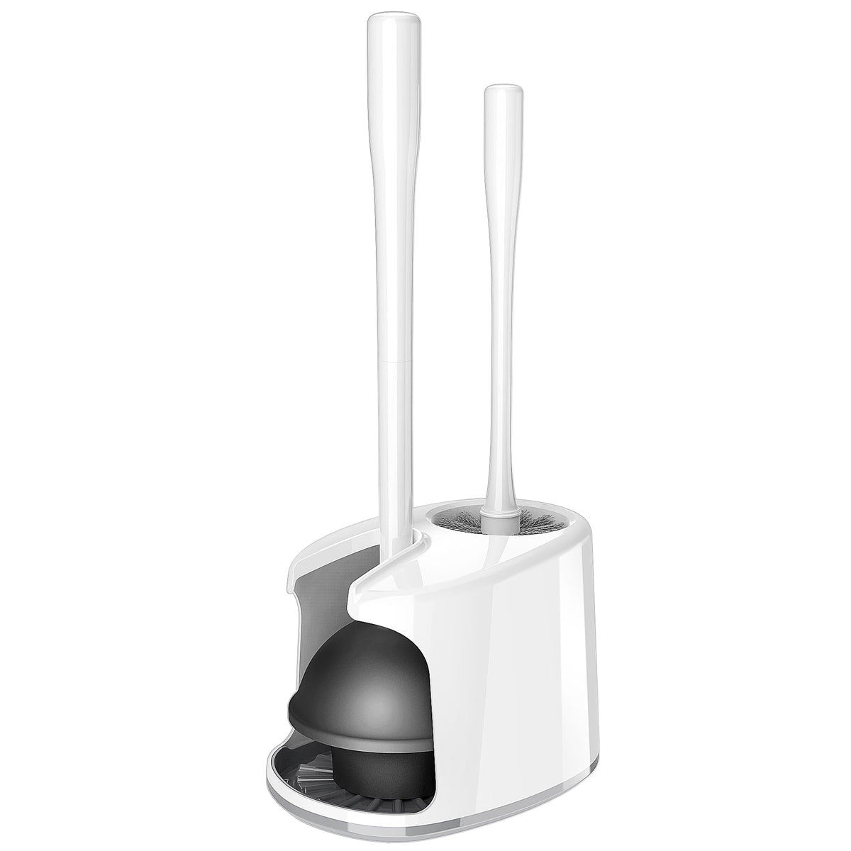 Mr.Siga Toilet Plunger And Bowl Brush With Holder, Heavy Duty Toilet Brush And Plunger Set For Bathroom Cleaning, White, 1 Set