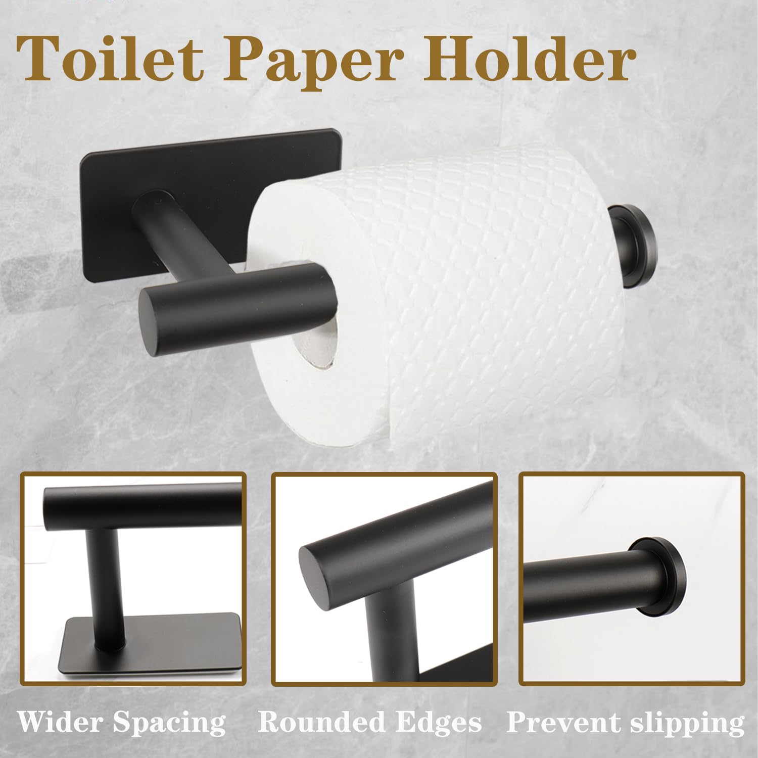 Vanloory 5 Pcs Self Adhesive Bathroom Hardware Set, Stainless Steel Towel Rack Set Include Adjustable 24In Bath Towel Bar+Toilet