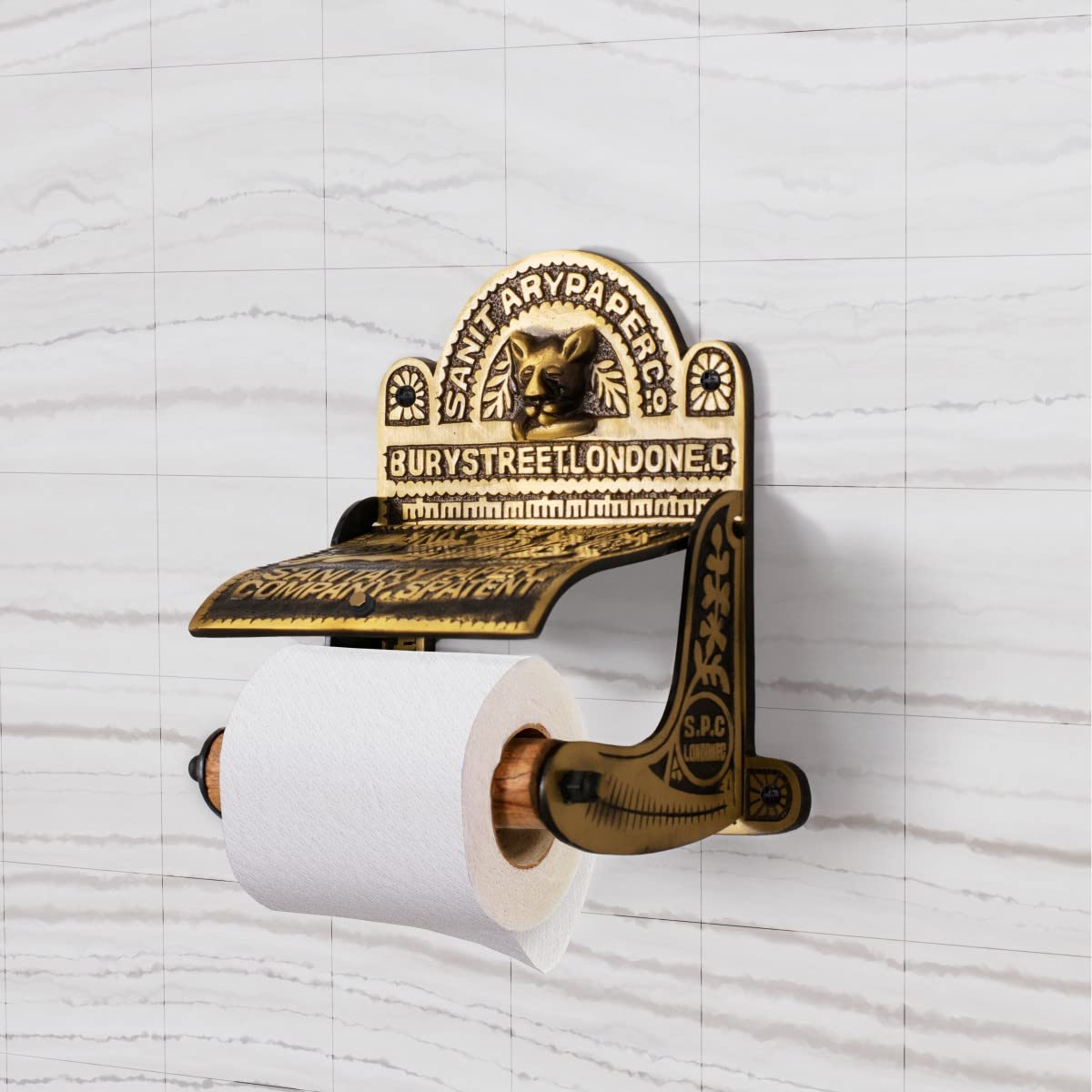 Renovators Supply Manufacturing Antique Brass Wall Mount Toilet Tissue Paper Holder 6.9'' Wide Victorian Style Rust Resistant So