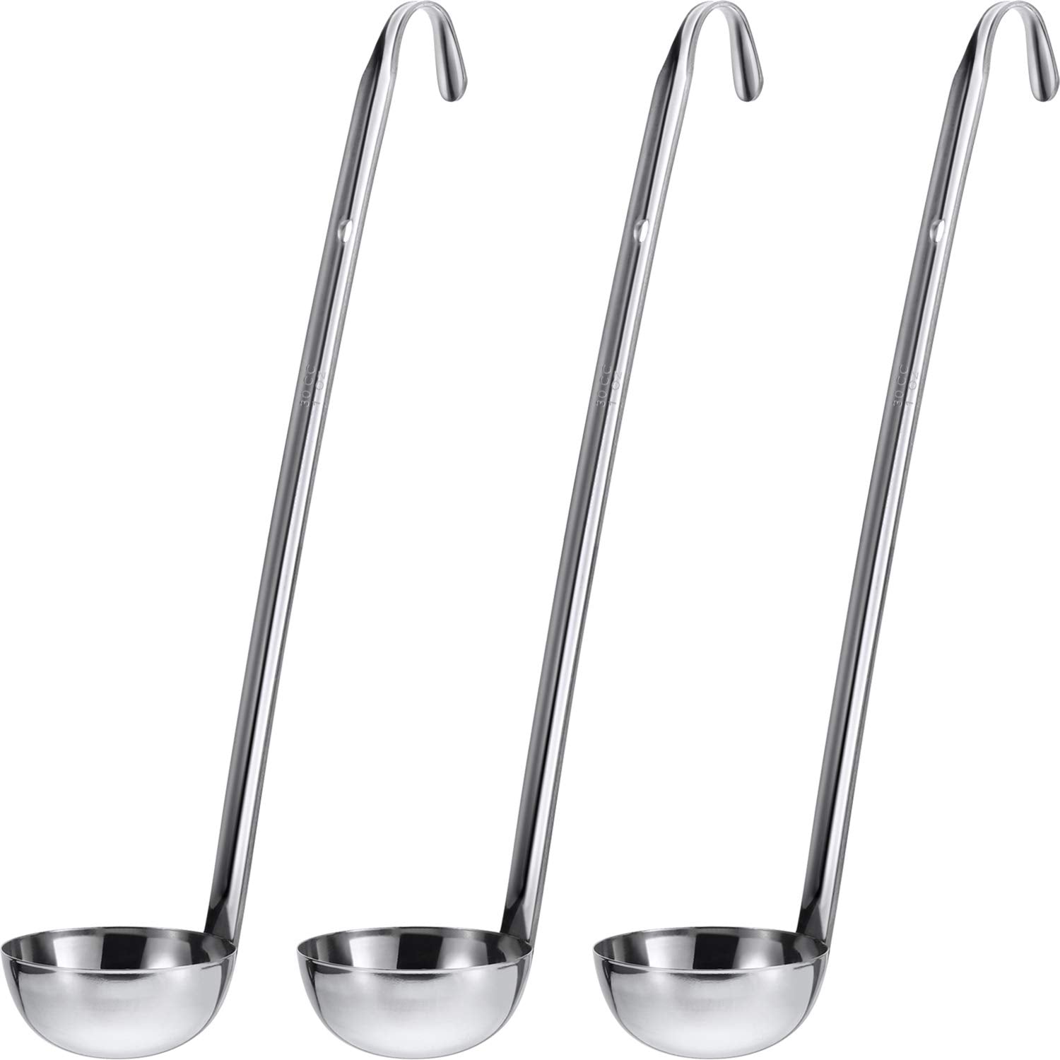 3 Pieces Stainless Steel Ladle Soup Handle Ladle With Pouring Rim For Kitchen Cooking Soup Sauce (1 Oz)