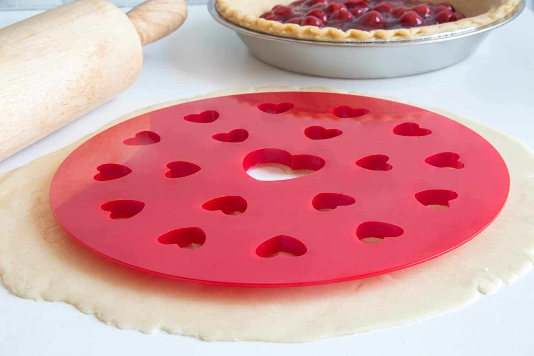 Fox Run Heart Pie Top Cutter, Plastic, Red 9.75 X 9.75 X 0.5 Inches