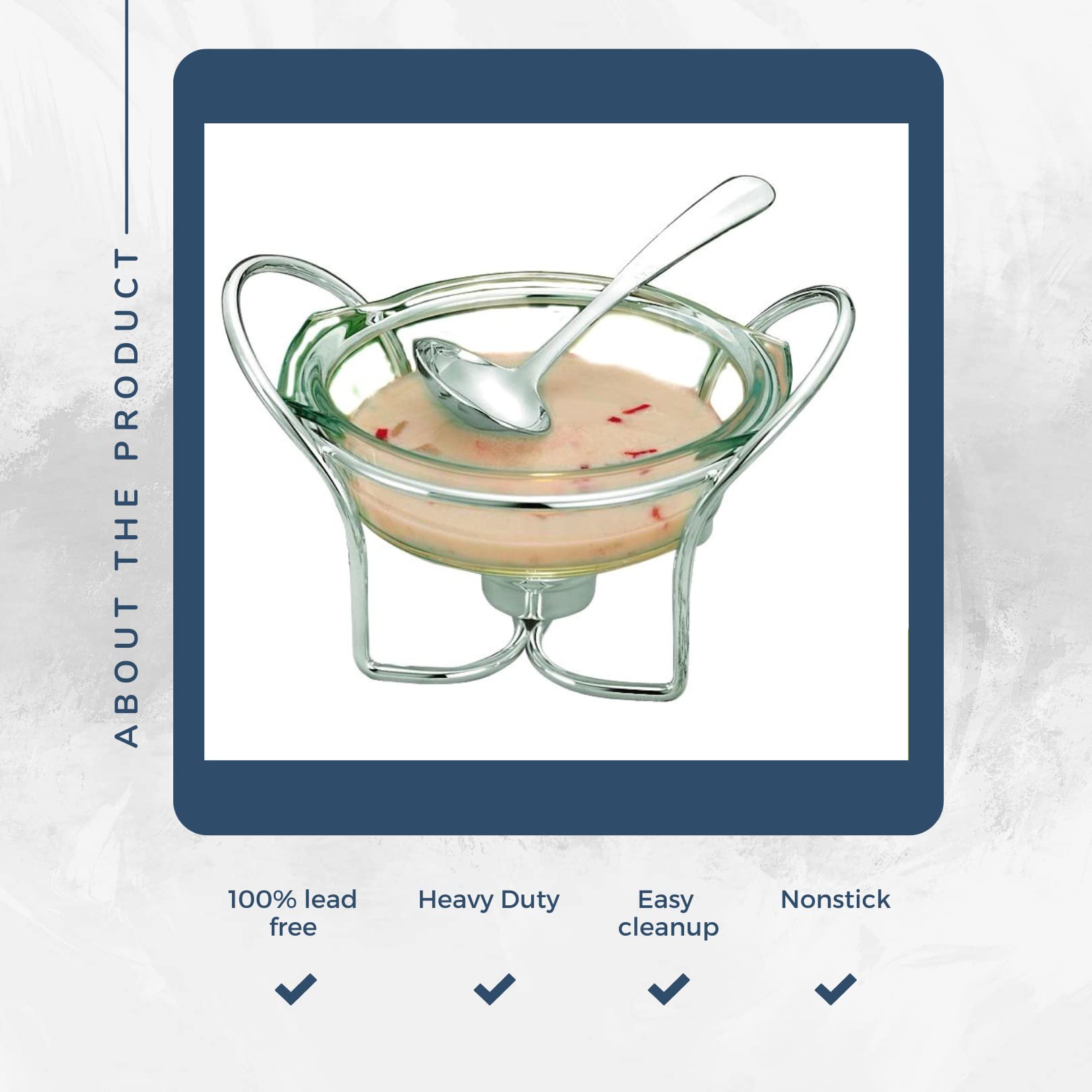 Rigeli Regent Chromeplated Wire Sauce Warmer W/Ladle Stainless Steel Round Soup Warmer With Spoon Perfect For Chocolate, Caramel