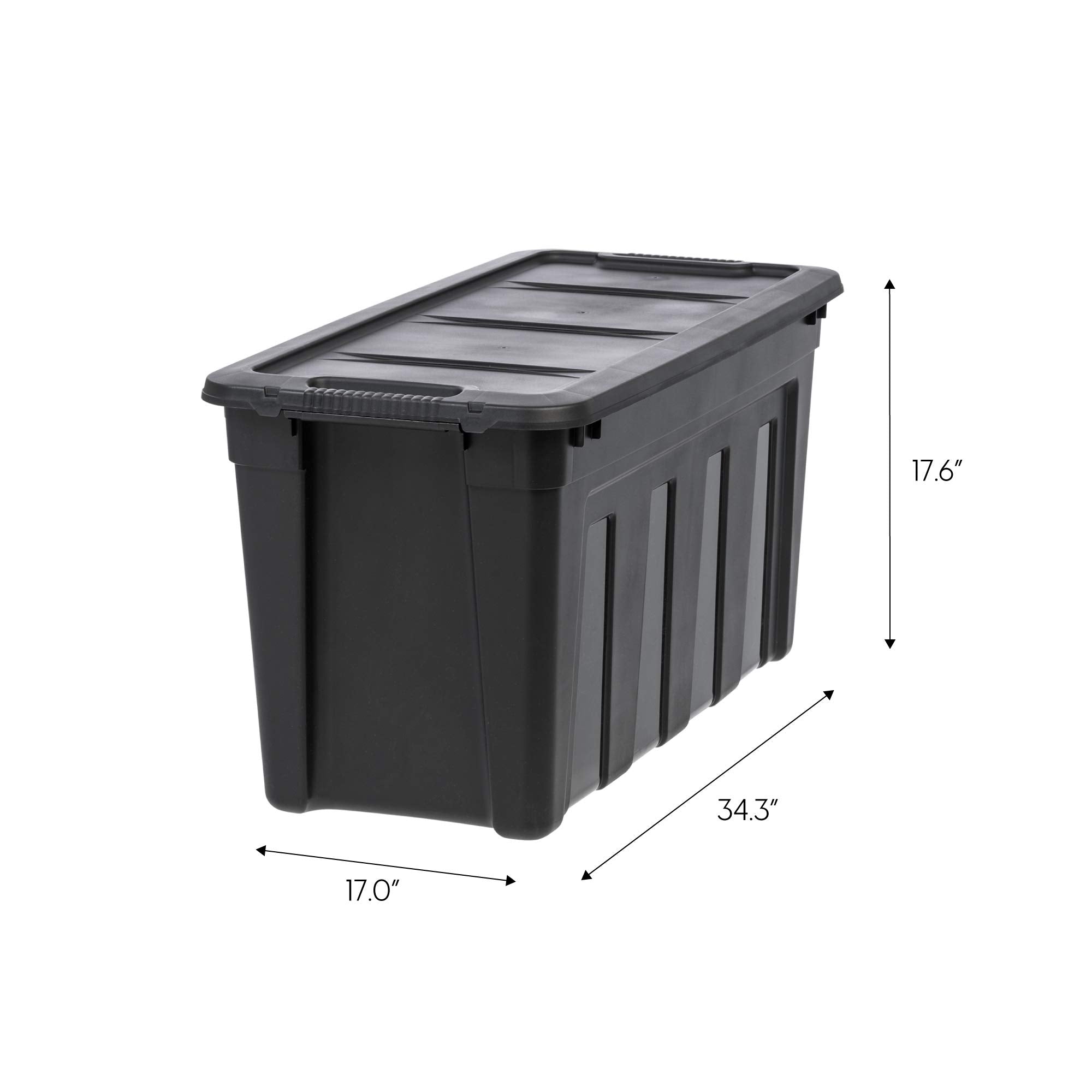 IRIS USA 31 Gallon Heavy-Duty Storage Plastic Bin Tote Container  Black  Set of 4