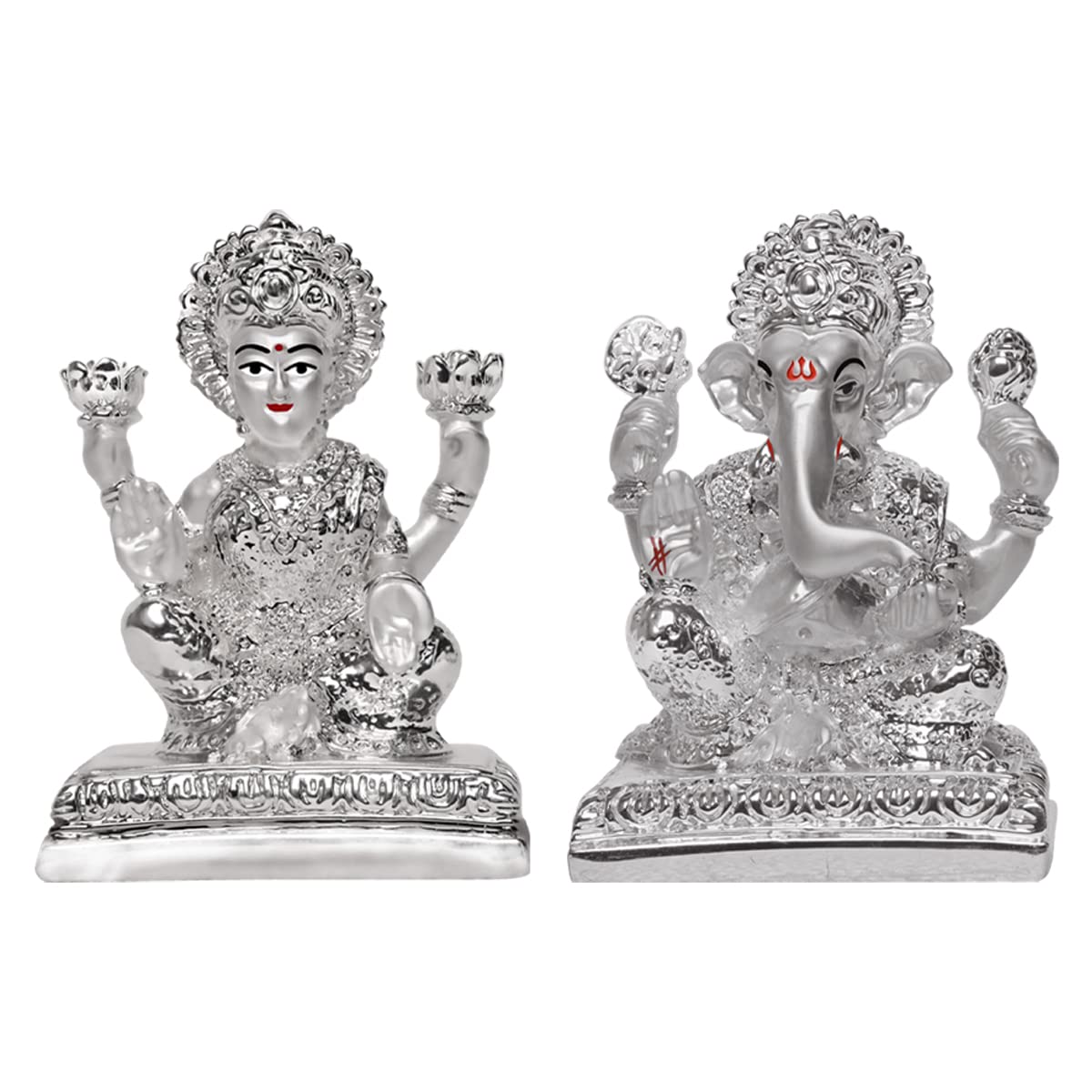 Diviniti Laxmi & Ganesha Idol For Diwali Home Decor|999 Silver Plated Sculpture Of Laxmi Ganesha Figurine|Idol For Home, Office,