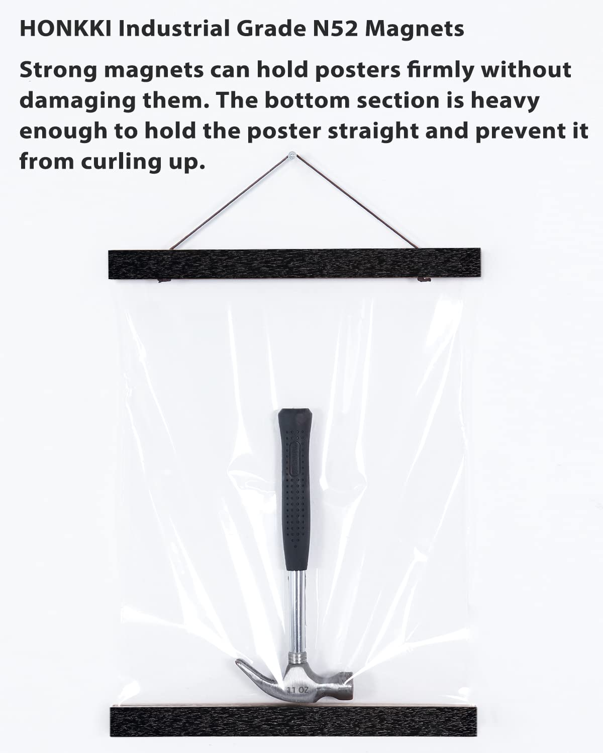 Magnetic Poster Hanger Wooden Poster Hangers  16 Inch  Extra Strong Magnets  Quick Assembly and Easy Use  Wood Poster Hanger for Wall Art  Pictures  Prints  Maps  Canvas  16x24 16x22 16x20  Black