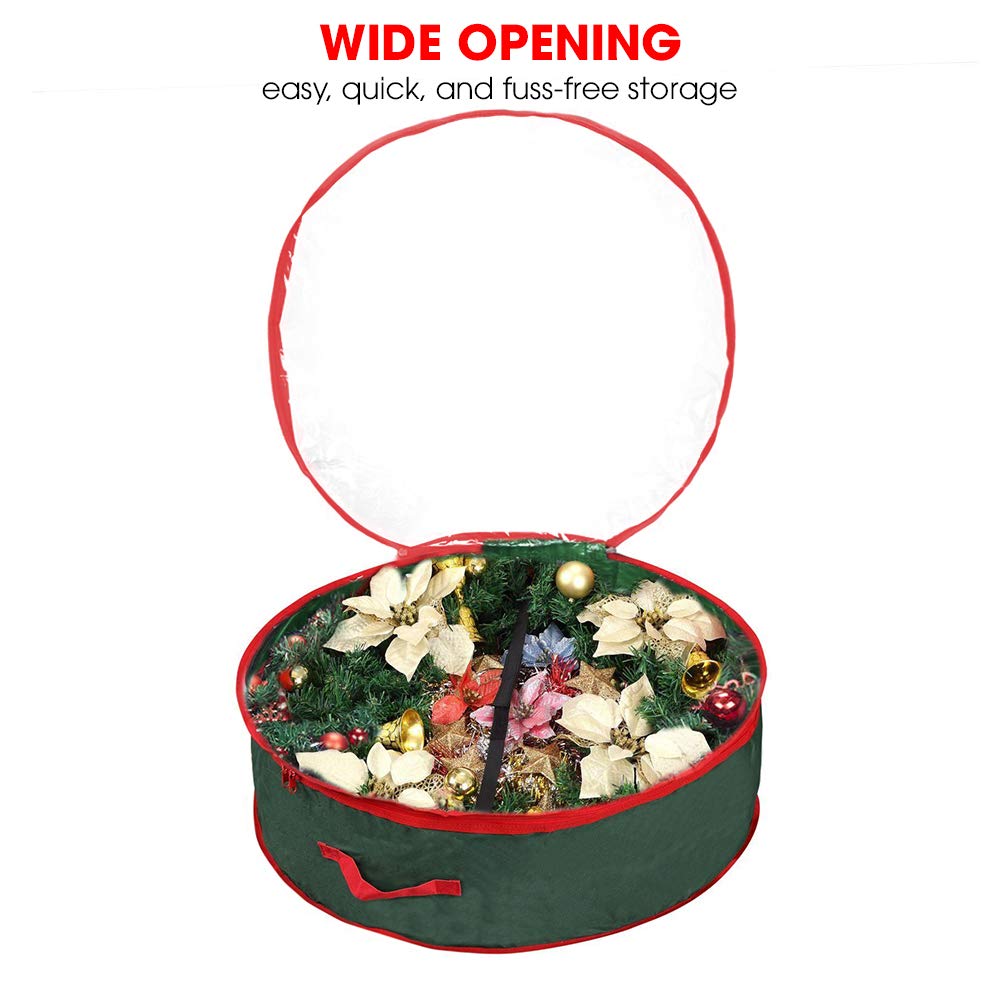 Primode Wreath Storage Bag 30'' | Garland Wreaths Container With Clear Window For Easy Holiday Storage | Durable 600D Oxford Mat
