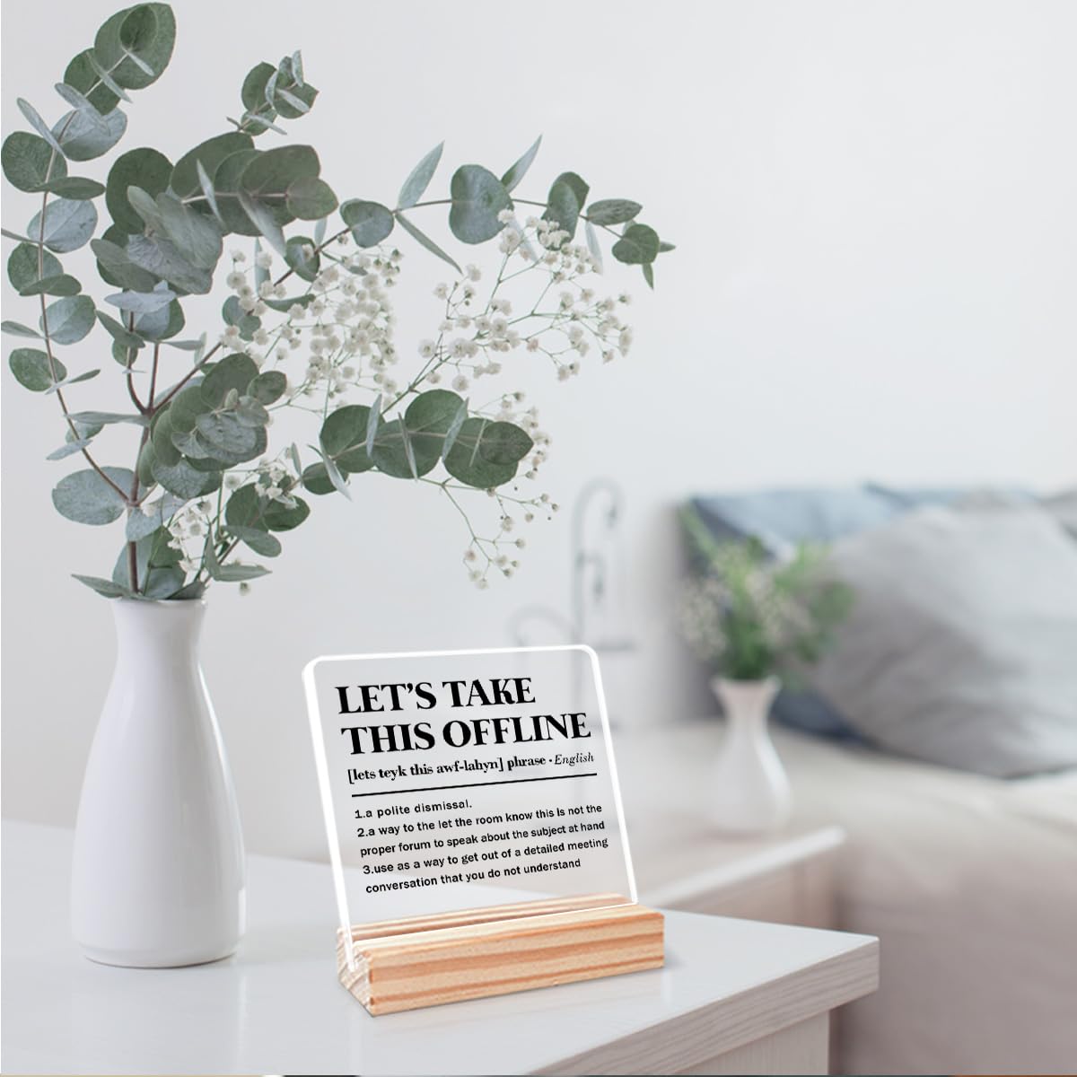 Bandwidth Definition Sign Acrylic Plaque Fun Office Desk Decor,Funny Office Gifts Humorous Gift for Coworker Colleague 4''L x 4W
