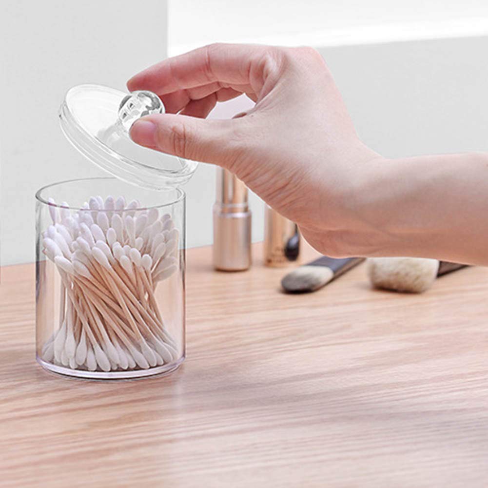 Axx Qtip Dispenser Apothecary Jars Bathroom - Qtip Holder Storage Canister Clear Plastic Jar For Cotton Ball,Cotton Swab,Q-Tips,