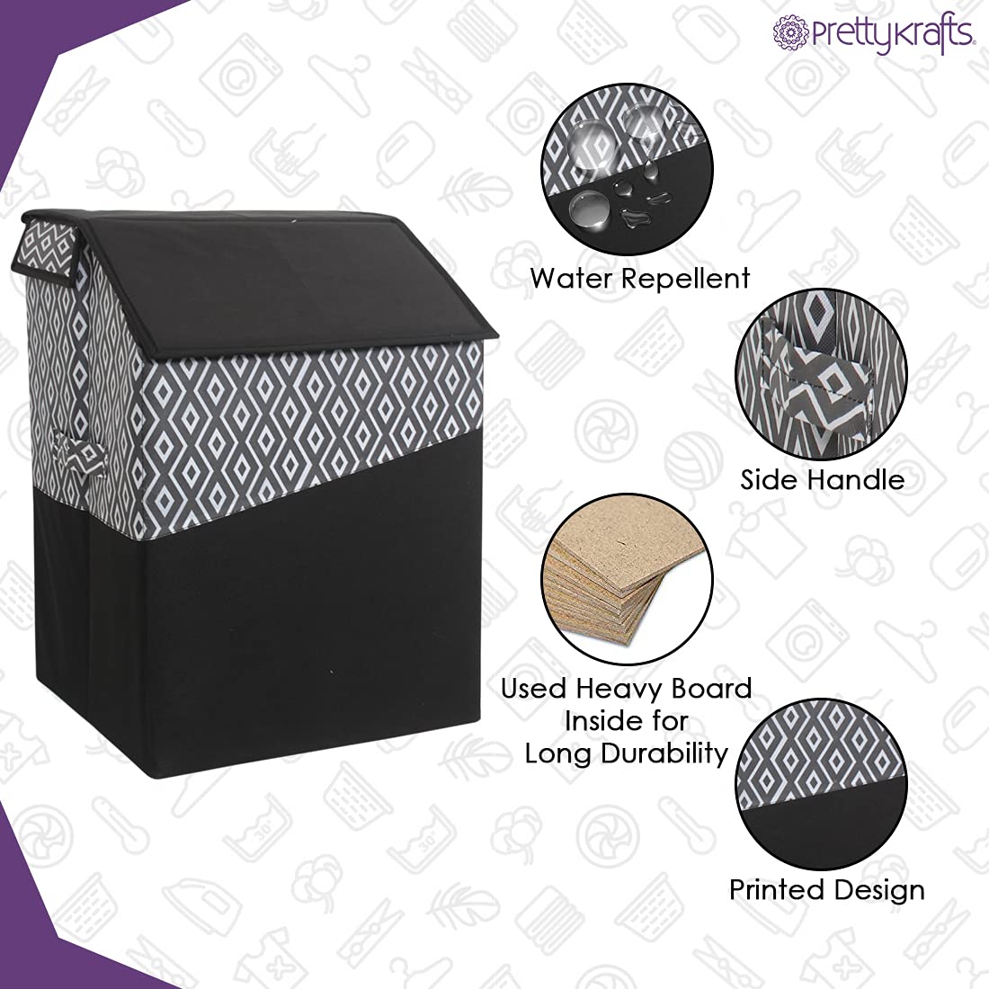 Prettykrafts 75 Ltr Foldable Laundry Basket For Clothes | Jute Laundry Bag | Washing Clothes Storage Basket | Toy Storage Organi