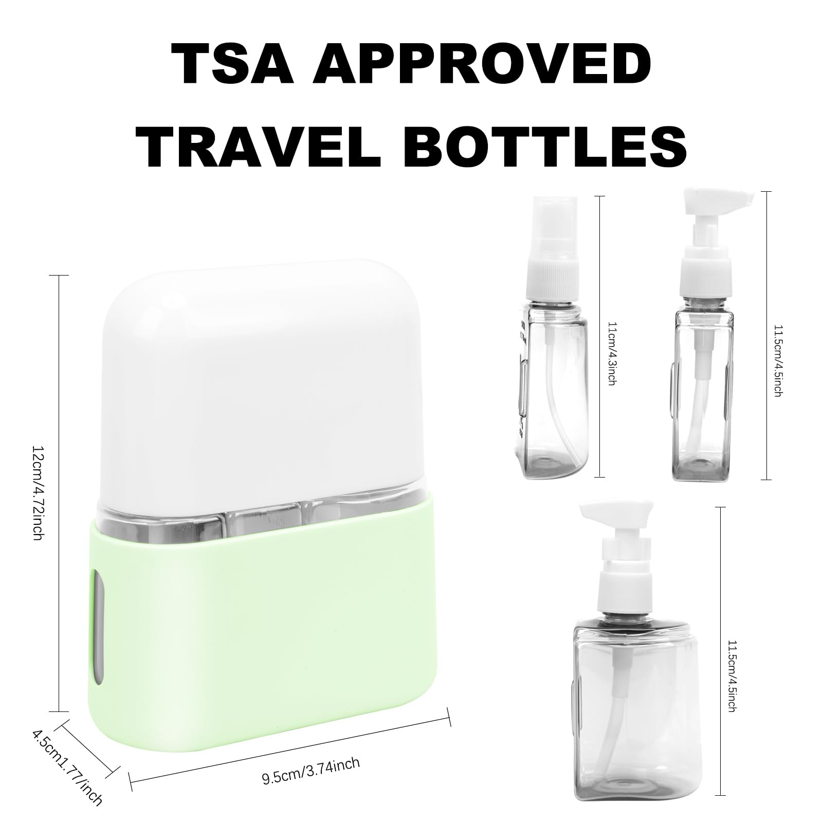 Skycase Travel Bottles, Travel Size Toiletries - Leak Proof Refillable Tsa Approved Travel Bottles, 3 In 1 Travel Containers Wit