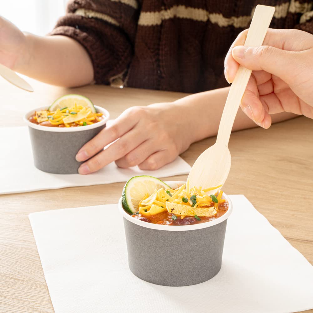 Restaurantware Coppetta 5 Ounce Ice Cream Cups  200 Disposable Treat Cups - For Hot & Cold Foods  LeakResistant  Gray Paper Chili Cups  Freezer- & Microwave-Safe  Grease-Resistant