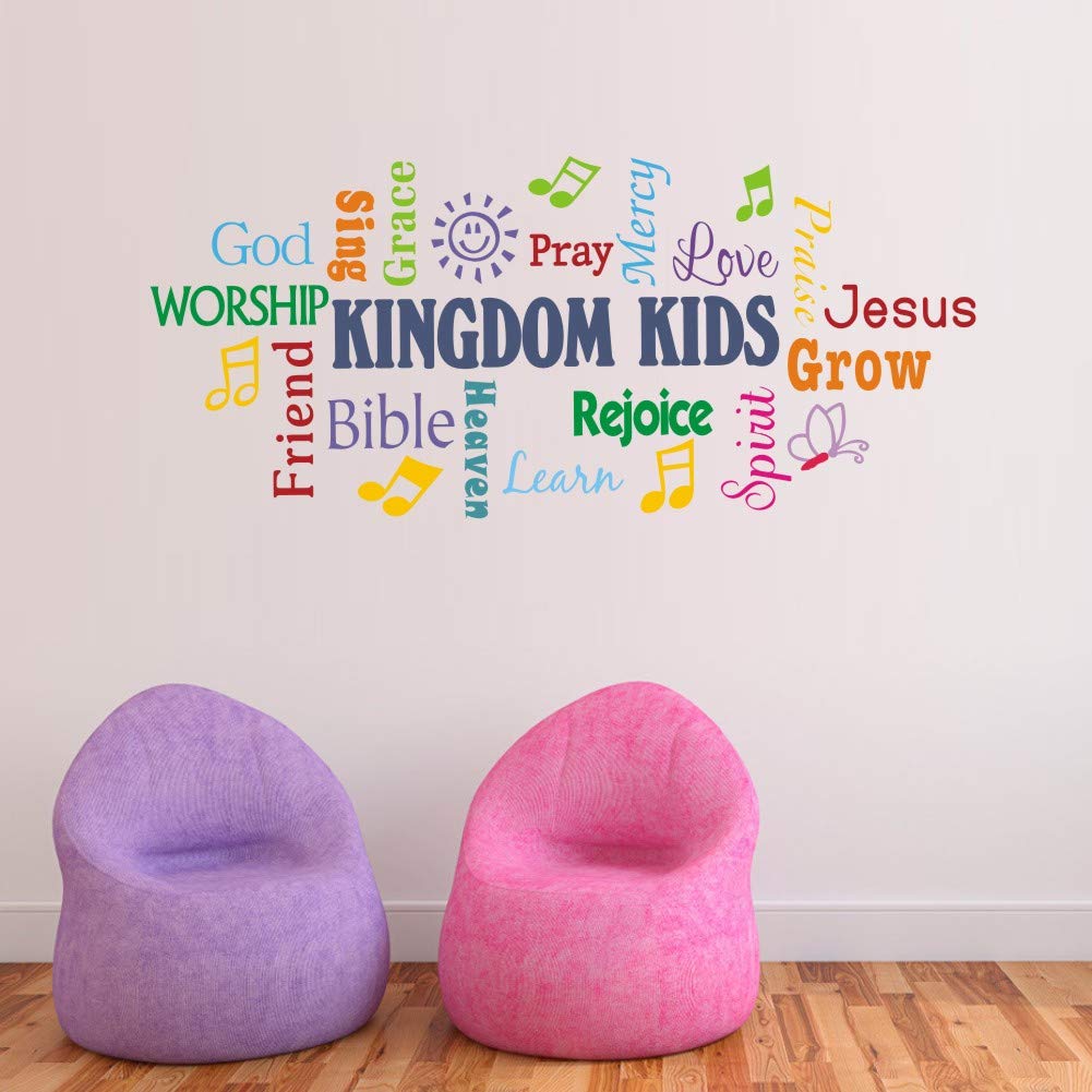 TOARTi Colorful Inspirational Lettering Quote Wall Decal-Kingdom Kids Positive Quote Prayer Sticker for Classroom Kids Decoration