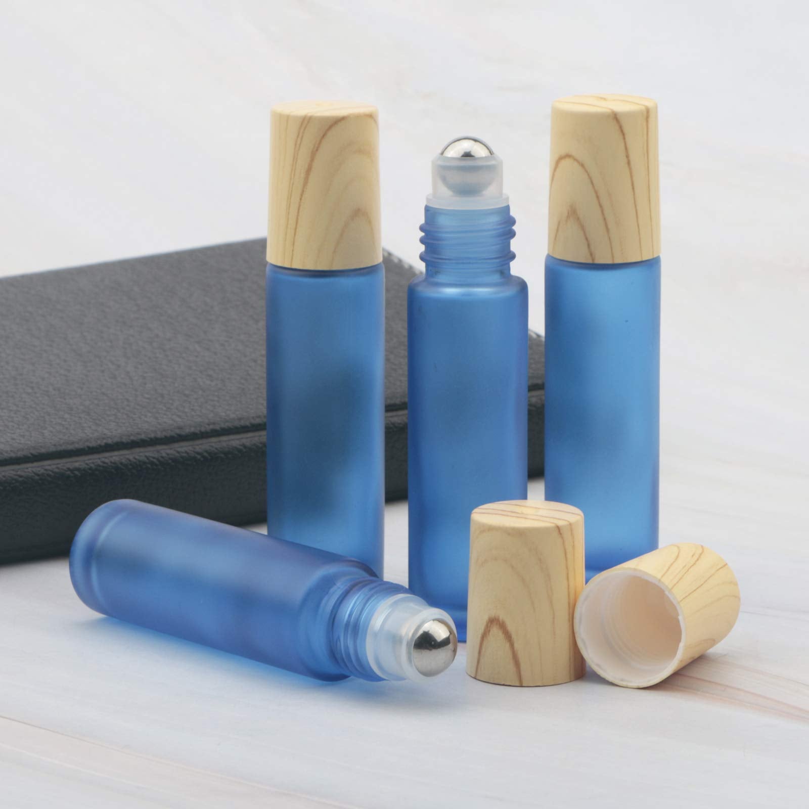 Kesell 10Pcs 10Ml Glass Roll On Bottles Portable Essential Oil Roller Bottle With Plastic Lid Refillable Small Perfume Bottle Sa