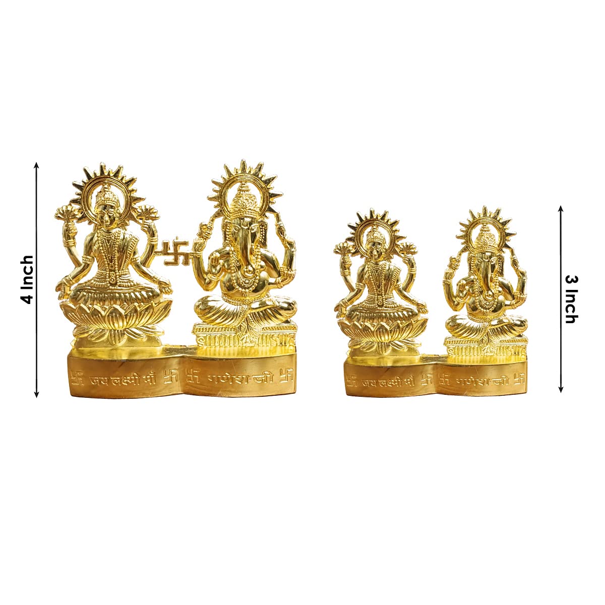 Shubhanjali Gold Plated Laxmi Ganesh Idol Showpiece,Metal Lakshmi Ganesh Statue for Diwali,Home Dcor, Golden 3 Inch