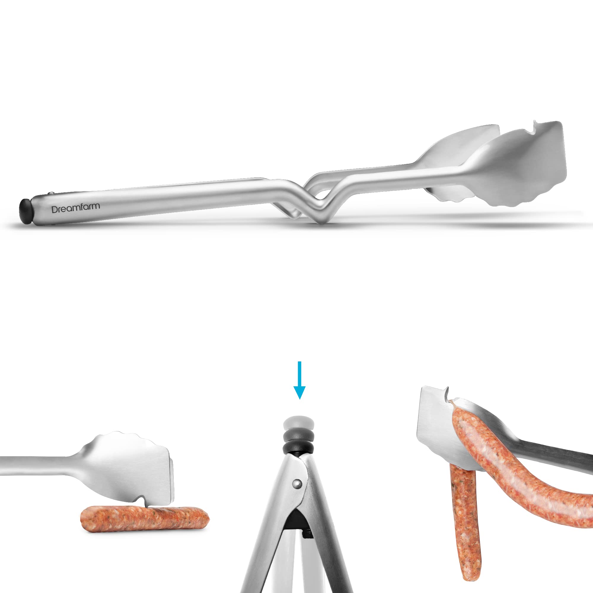 Dreamfarm Bbq Clongs | Click Lock Durable Stainless-Steel Barbecue Tongs | 15.6 Inches