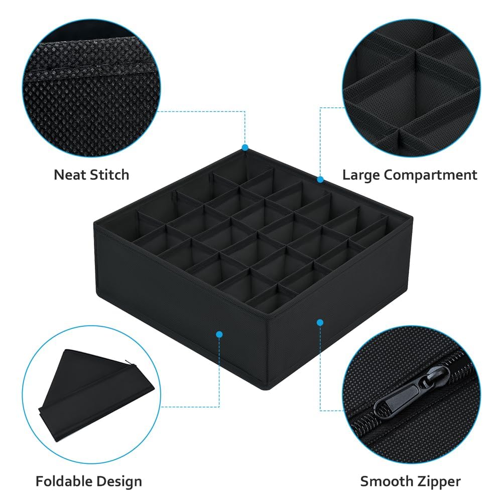Easortm Foldable Fabric Drawer Organizer - 12 Pack for Socks, Underwear, Bra - Gray