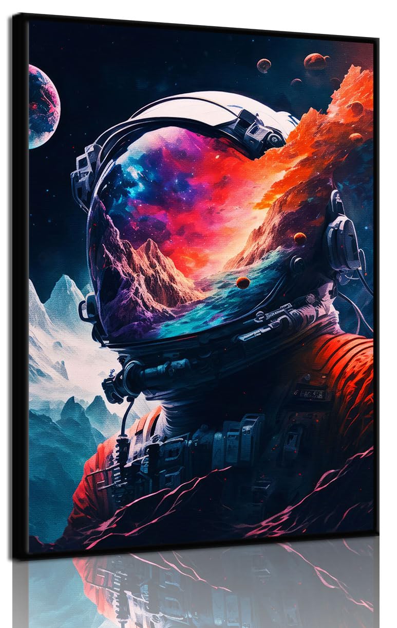 Cool Astronaut Wall Art Abstract Funny Spaceman Poster Picture Colorful Fantastic Universe Space Painting Prints Surrealism Plan