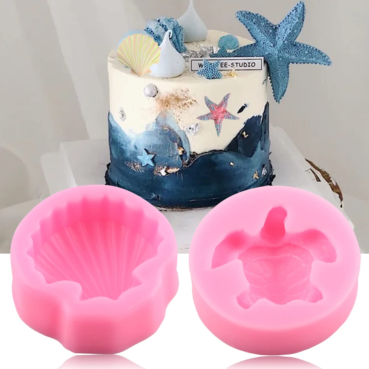 Zixiang Sea Turtle Silicone Molds Seashell Starfish Seahorse Fondant Mold Tortoise Chocolate Candy Molds For Cake Decoration Pol