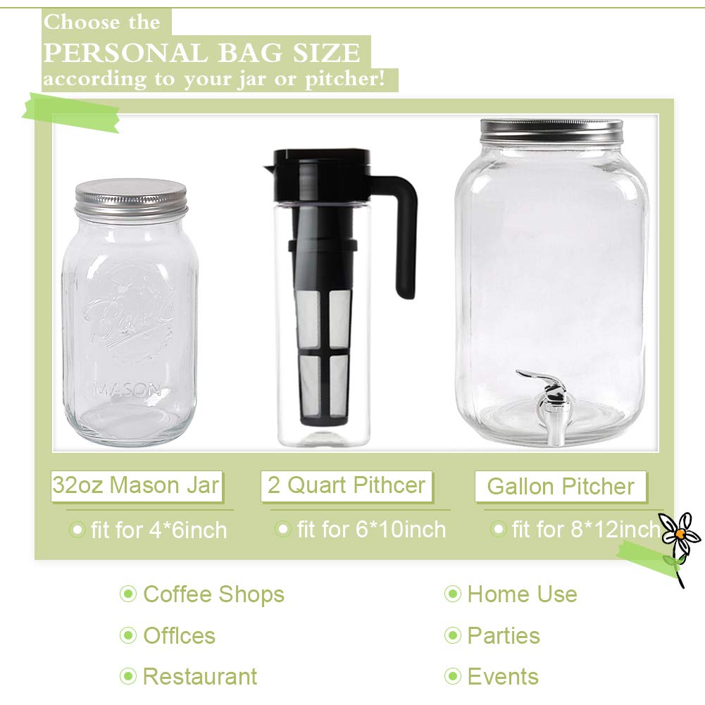 Yql Cold Brew Coffee Filter Bags, 8X12 Inch 50Pcs No Mess Cold Brew Coffee Filters Disposable Mesh Brewing Bags Tea Filter Bag F