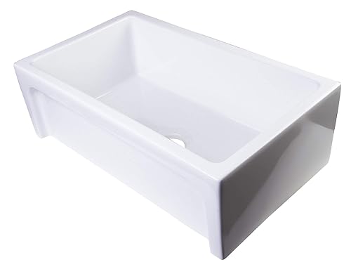 Alfi Brand Ab3018Arch-W Arched Apron Thick Wall Fireclay Single Bowl Farm Sink 30 White