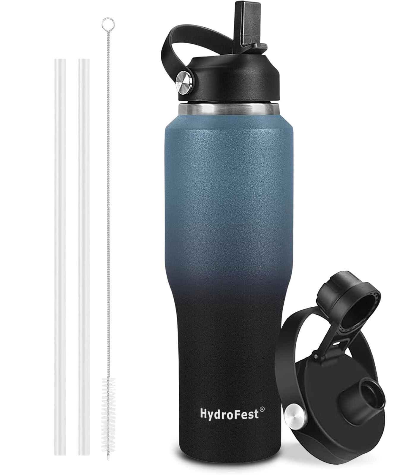40oz Water Bottles Insulated with Straw,Leak Proof Water Bottles Fit in Car Cup Holder,Mens Water Bottle Stainless Steel for Gym
