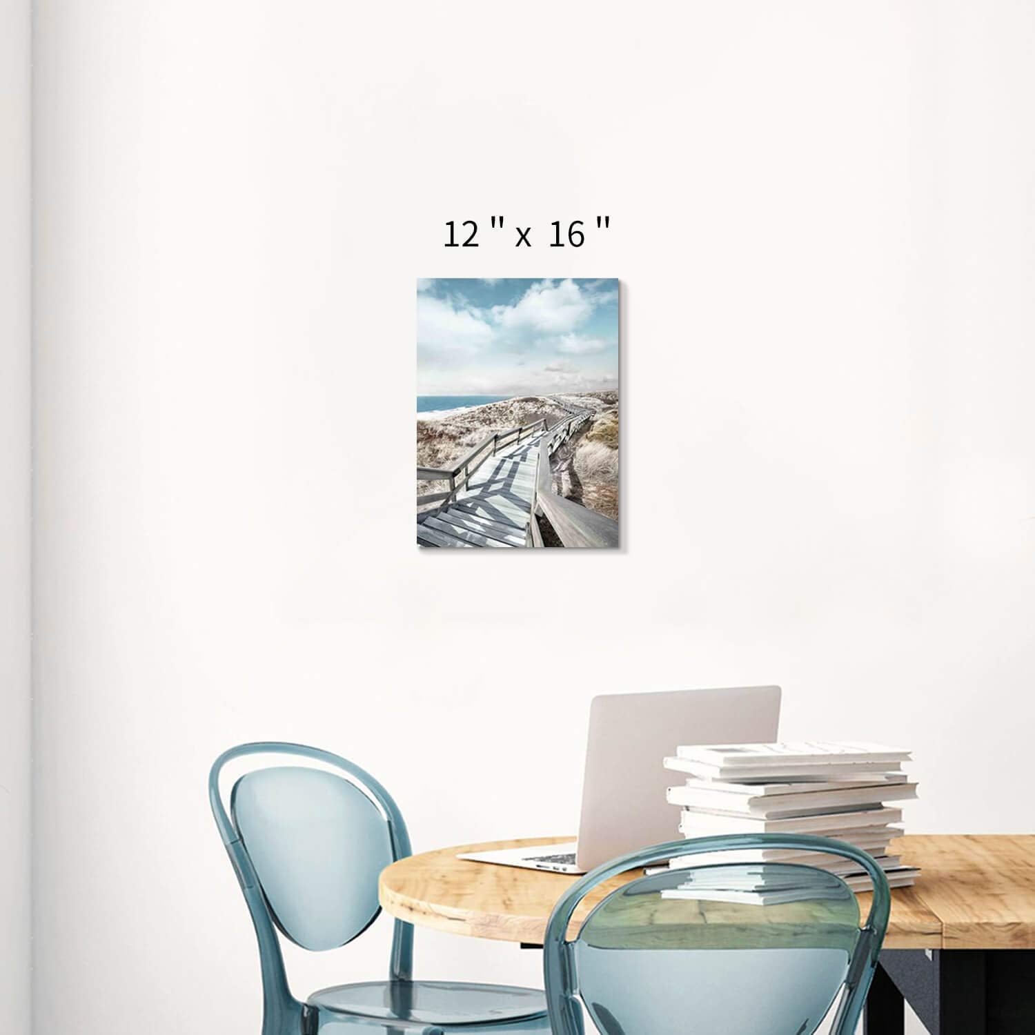 Beach Pier Canvas Wall Art: Boardwalk Stair Picture Graphic Art Painting For Wall Decor(12''X16'')