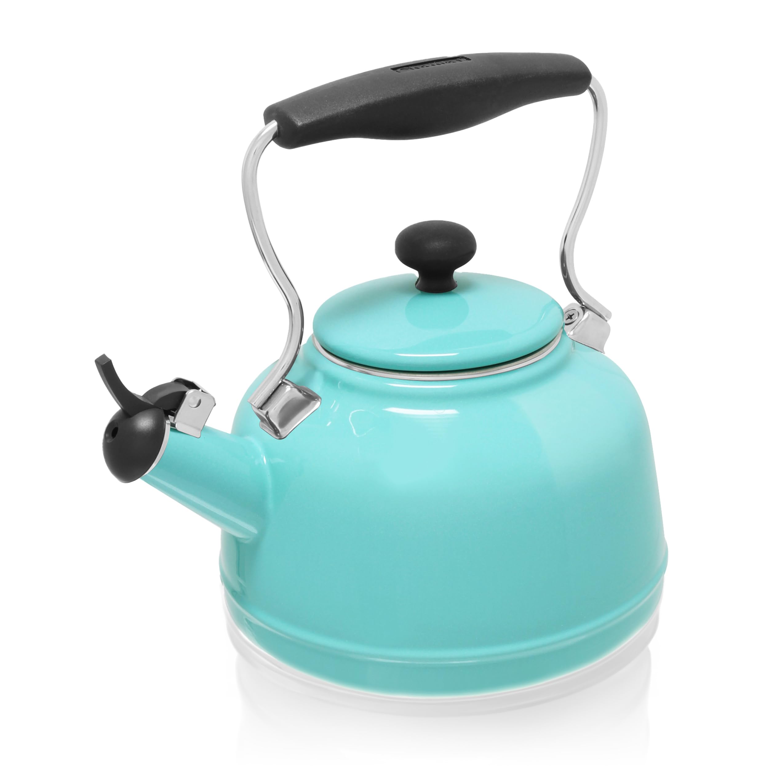 Chantal Tea Kettle, 1.7 Qt, Vintage Series, Premium Enamel On Carbon Steel, Whistling, Even Heating & Quick Boil (Aqua)